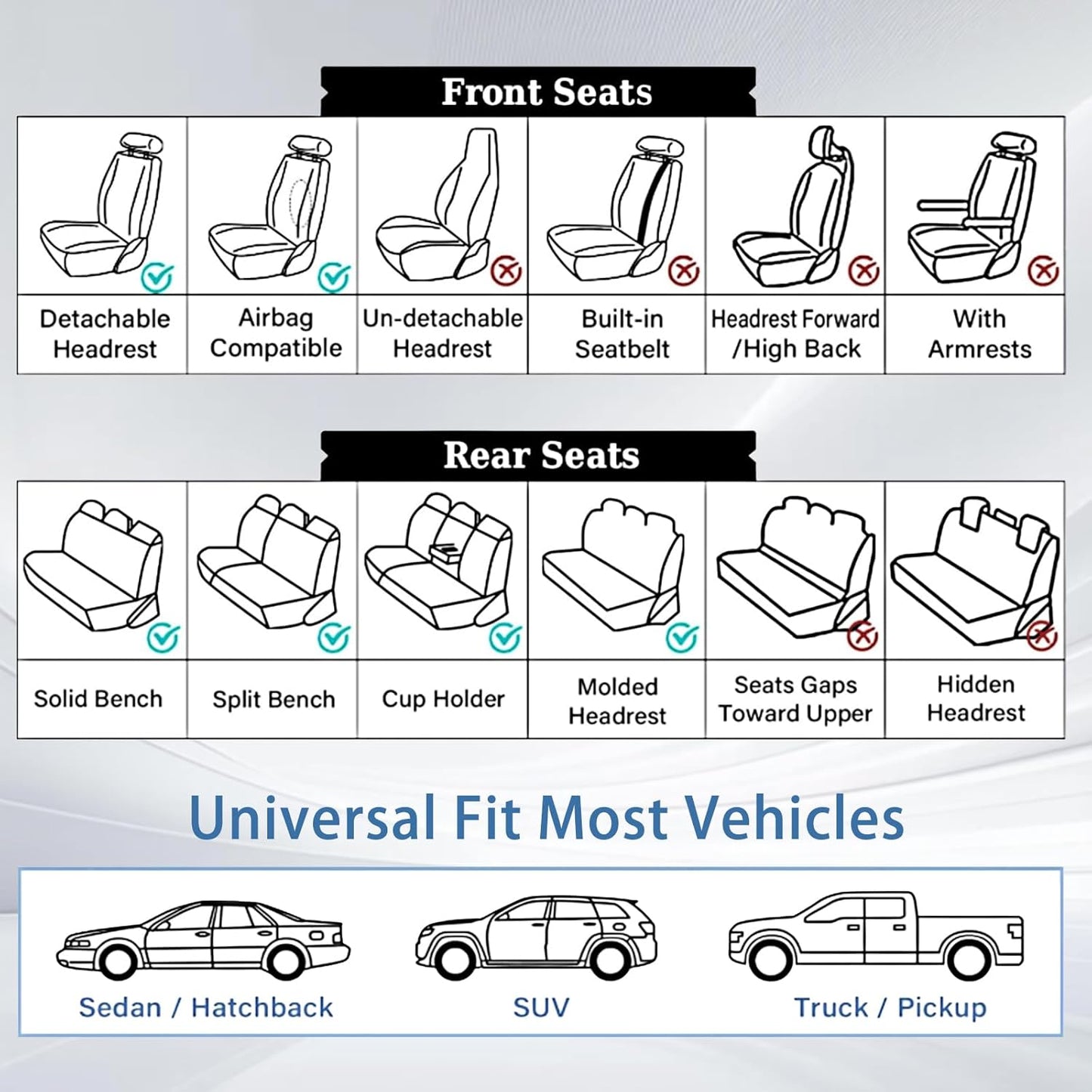 WELLDO Car Seat Covers Front Seats, Leather Seat Covers for Cars, Front Car Seat Protector Waterproof, Non-Slip Car Interior Covers Universal Automotive Seat Covers for Most Vehicle, Beige