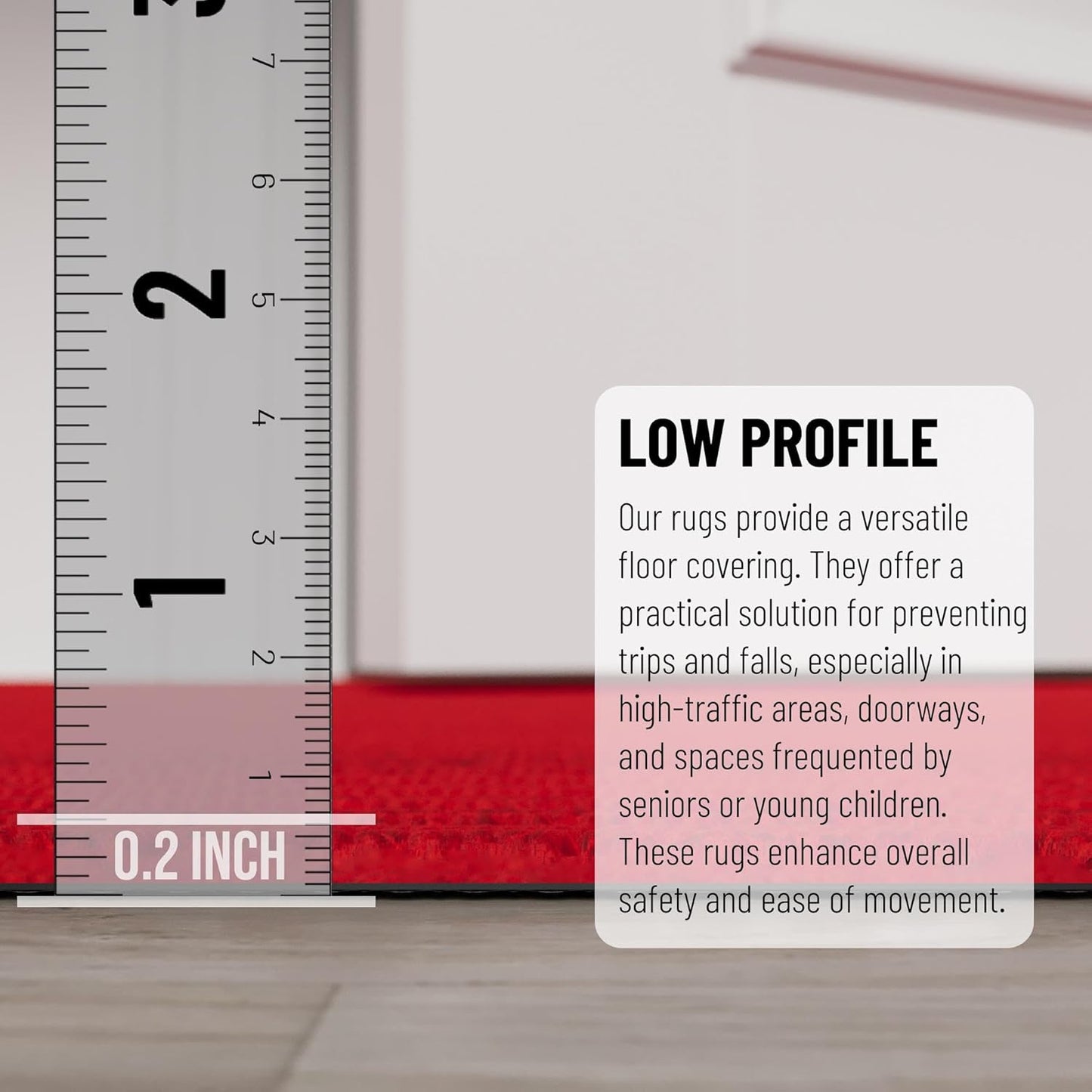 Ottomanson 3'11" x 8' Hallway Runner with Scraper Pile Extra Durable Non-Slip Rug Mat for Indoor & Outdoor Use - Ideal for Kitchen, Entryway, Patio & Garage - High-Traffic Carpet, Red