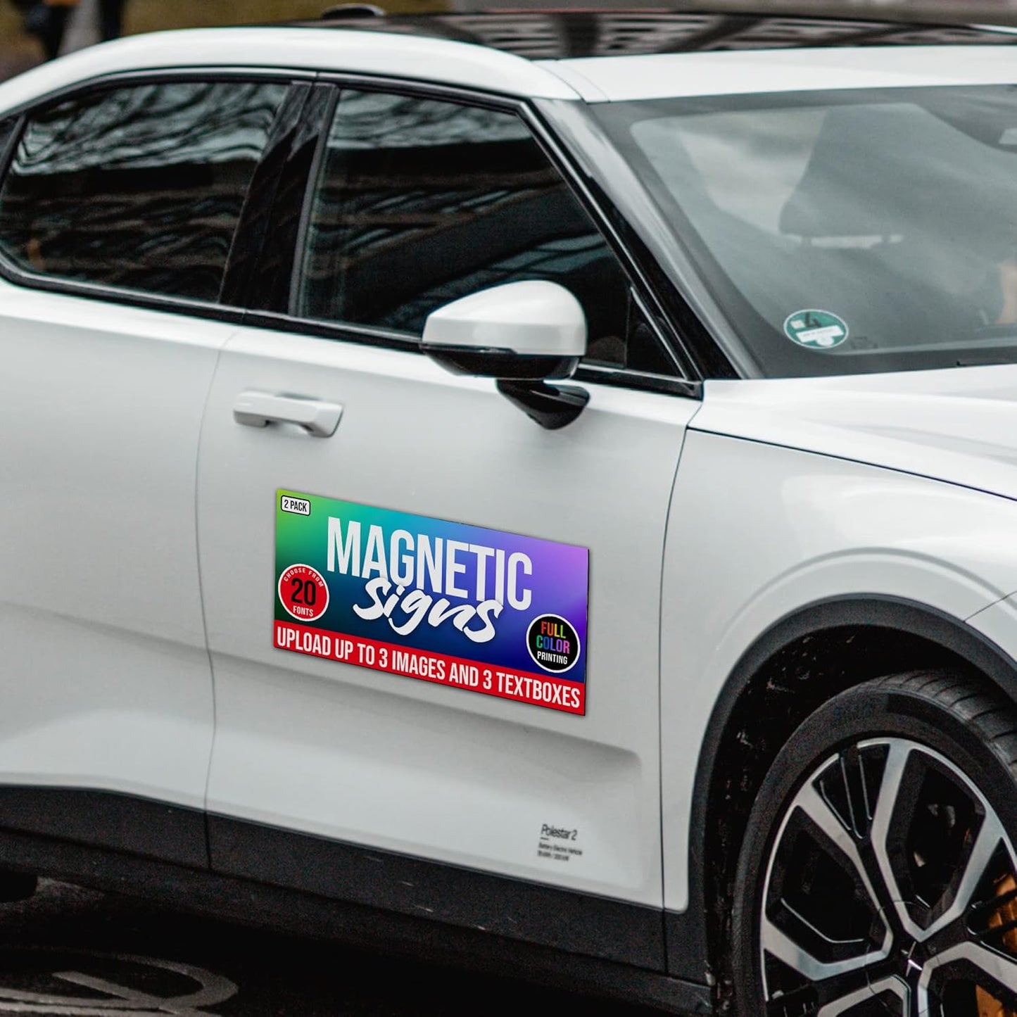 2 Pack, Personalized Magnetic Signs for Vehicles, Custom Car Magnets for Businesses, Customized Full Color Magnetic Truck Signs, 12x24 Car Magnet Signs (Design C)