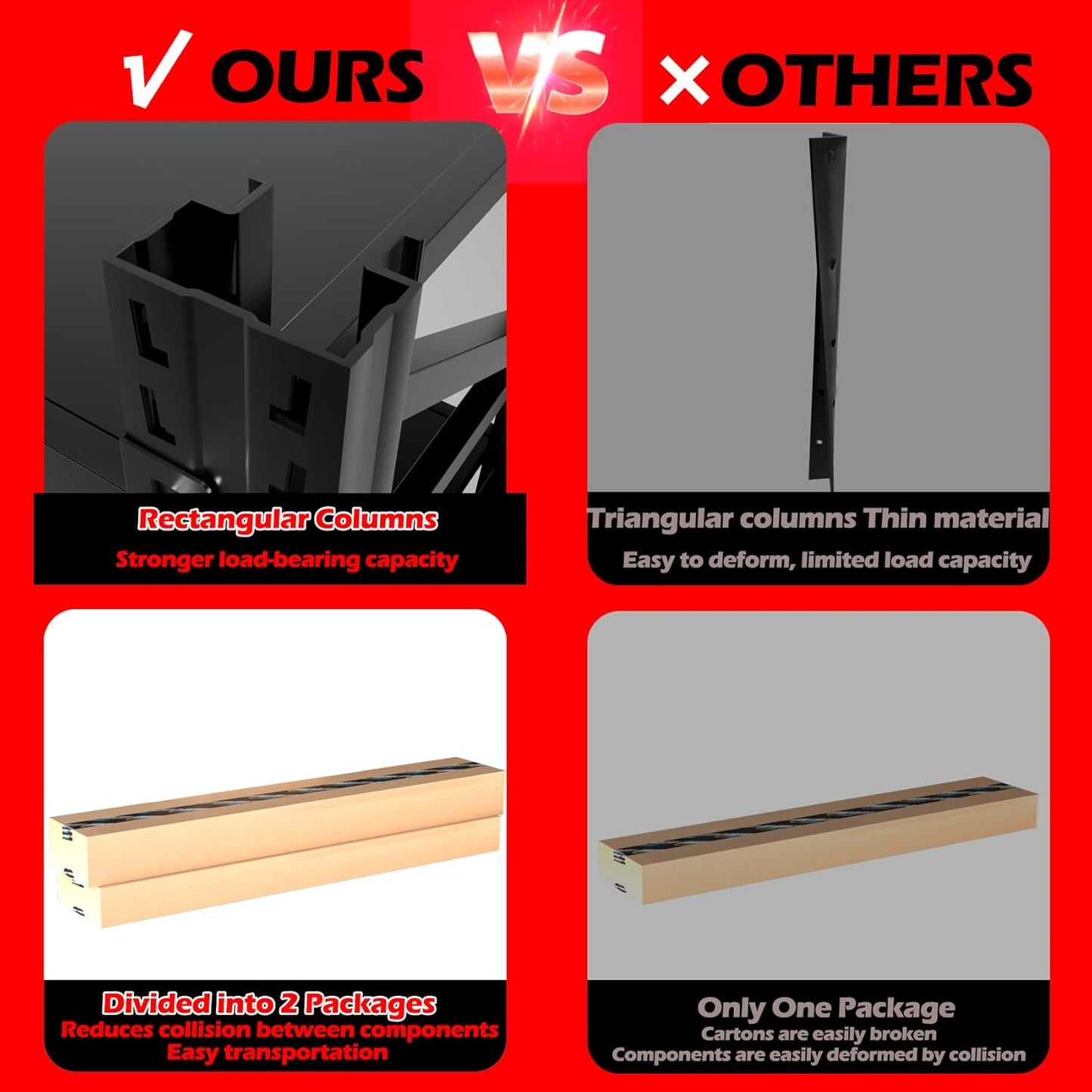 Garage Shelving Heavy Duty - 6.5ft W Extra Large Metal Shelving Units and Storage for 4000lbs, 4tier Adjustable Basement Storage Industrial Shelves Pallet Racking Organizer (23.6"D *78.7"W * 78.7"H)