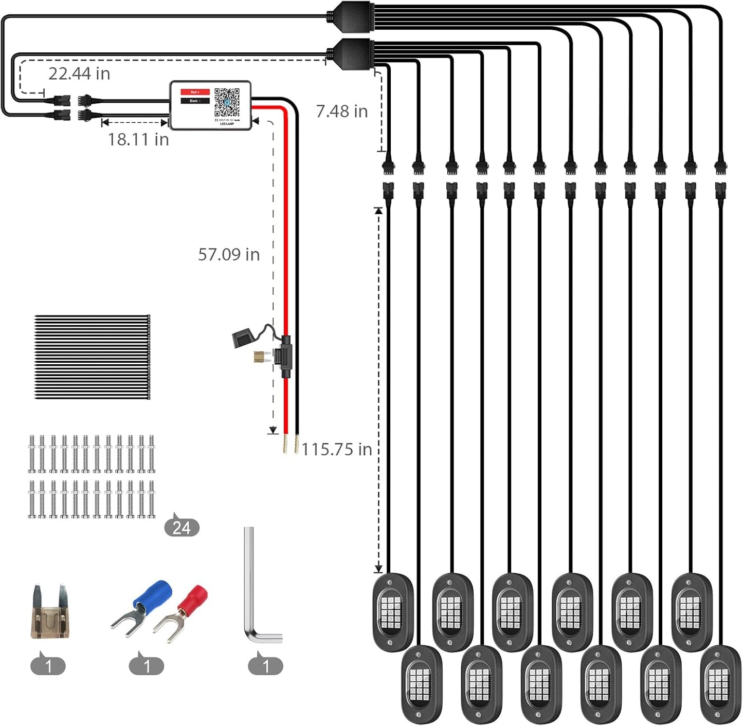Honalia LED Rock Lights for Trucks 12 Pods, RGB Truck Rock Lights with APP Control Music Mode, Neon Light Kits for UTV ATV RZR Golf Cart