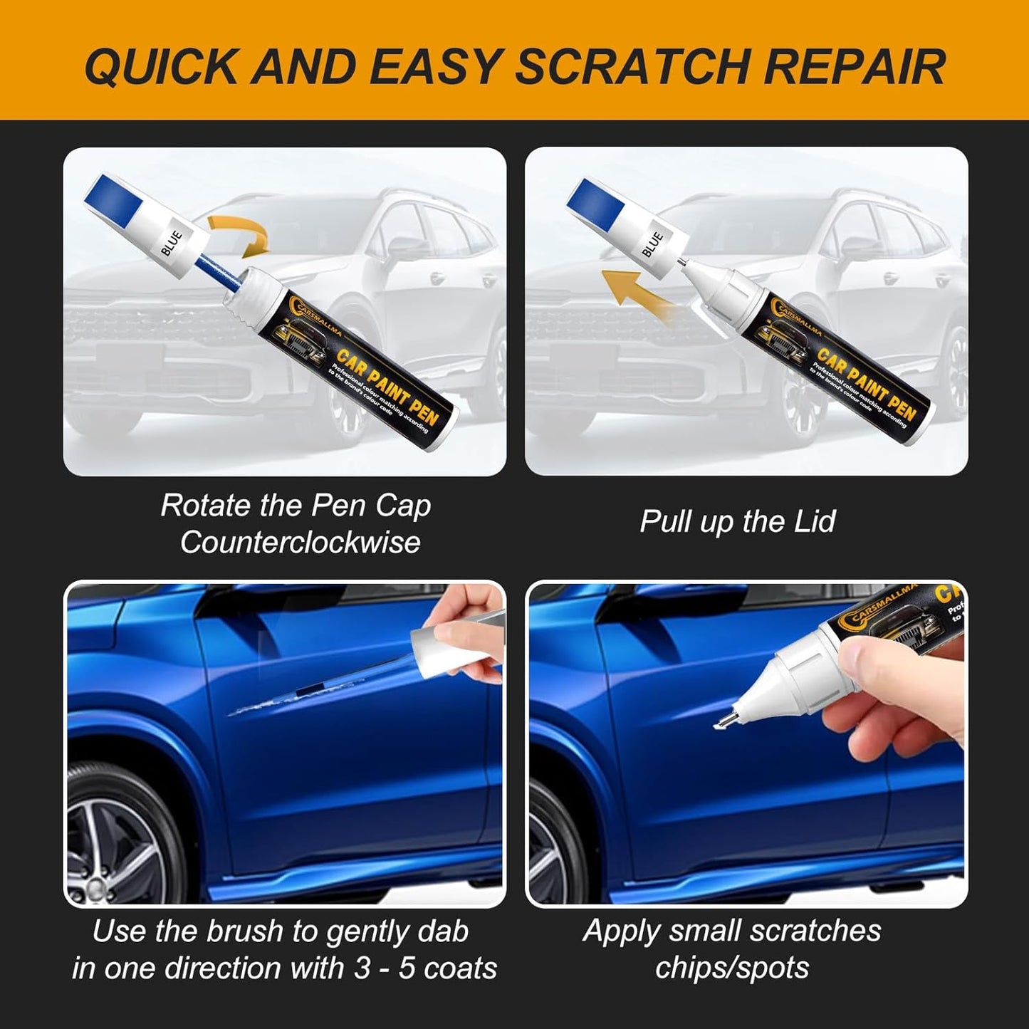 W8/WW8 Quartz White Pearl Tricoat Car Touch Up Paint for Hyundai, Color Accurate Car Paint Scratch Repair Pen Kit Quick & Easy Fix Vehicle Chips and Automotive Nicks Scuff