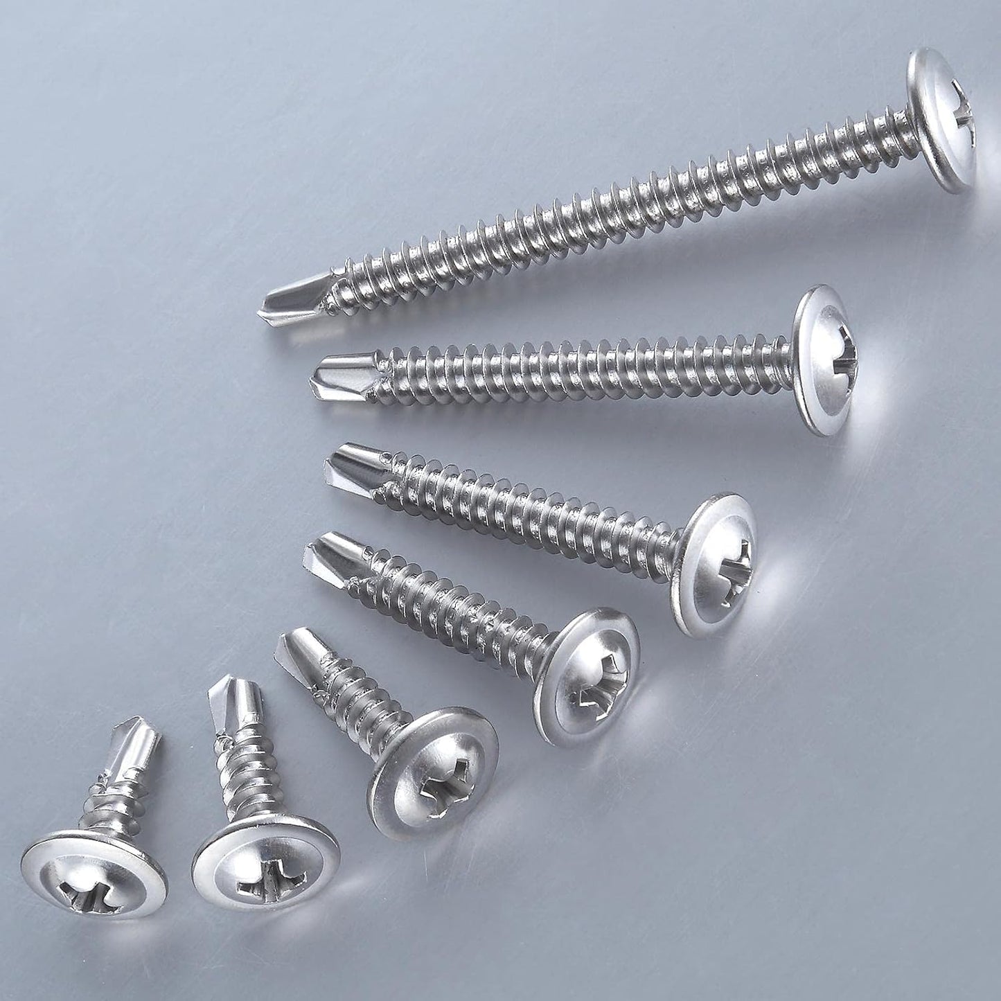 Wensilon(200pcs)#8×1”for Sheet Metal Self-Tapping Screws 410 Stainless Steel Truss Head High-Strength Quick Tapping Screws