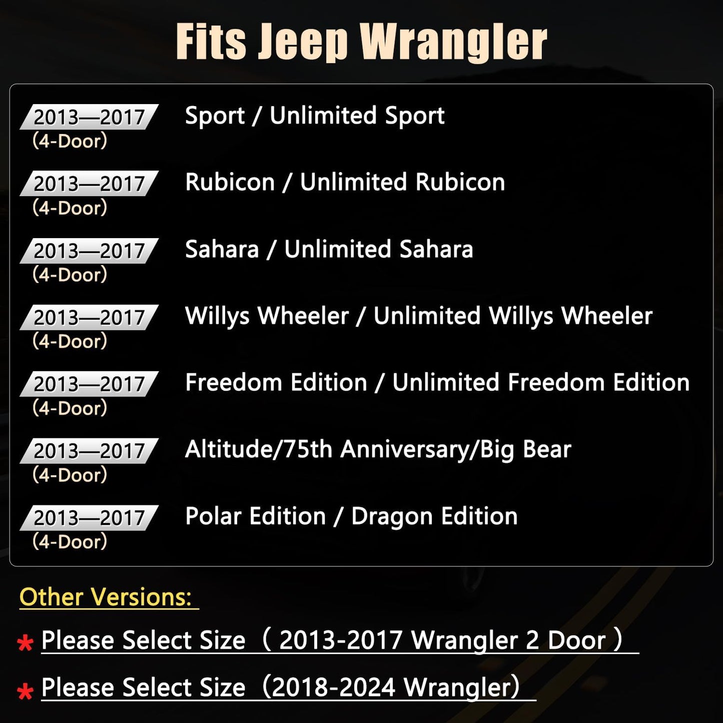 GIANT PANDA Customized Full Set Car Seat Covers for Jeep Wrangler 4 Door JK Sahara Sport Rubicon Unlimited Willys Wheeler Altitude 2013 2014 2015 2016 2017, Faux Leather - (Black+Red)