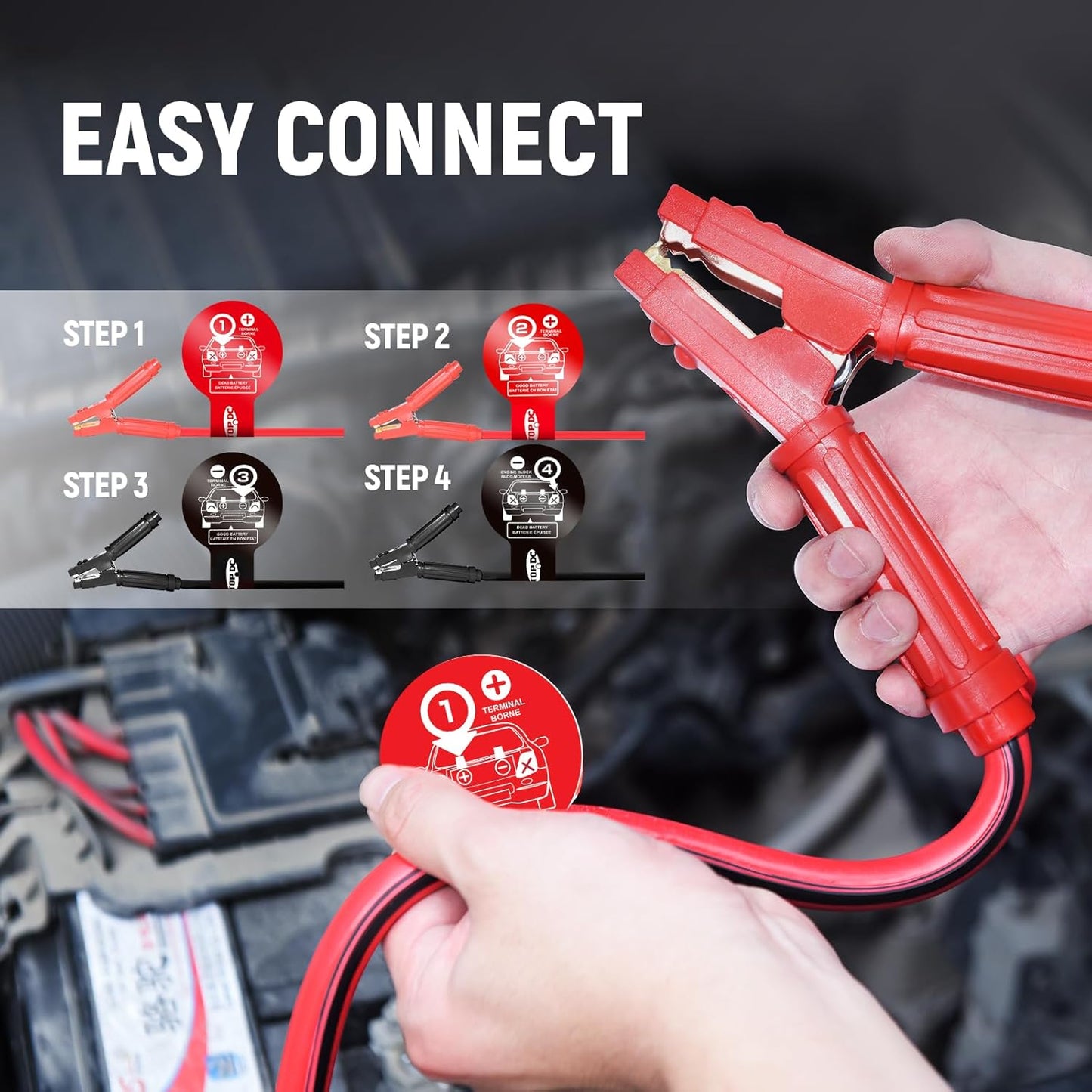 TOPDC Jumper Cables Heavy Duty 0 Gauge 20 Feet 1000Amp Booster Cables for Car Battery, Heavy Duty 2/0 Gauge Cables for Diesel Trucks, Protable Jumper Cables Kit with Case, Gloves