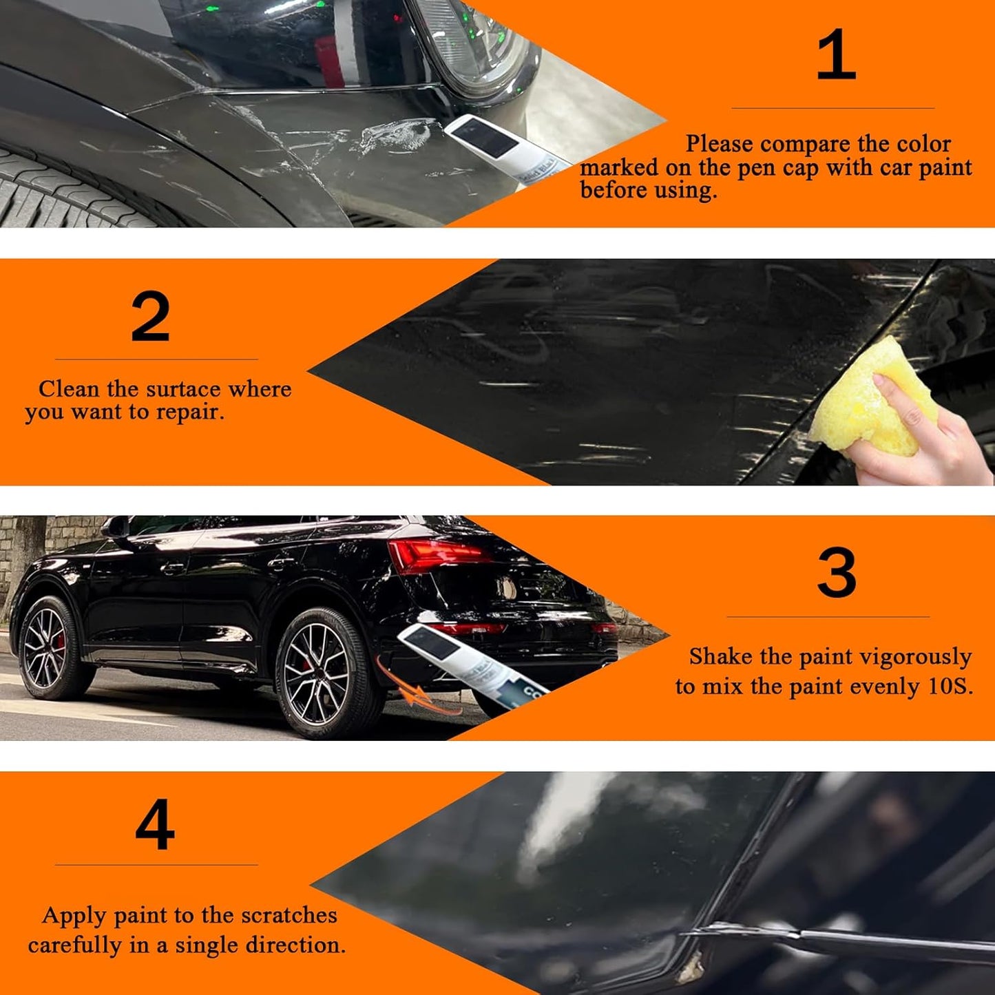 Mythos Black Metallic(LY9T/0E) Touch Up Paint Compatible with Audi, Car Paint Pen Scratch Repair Two-In-One Touch Up Paint, Premium Car Scratch Remover for Deep Scratches
