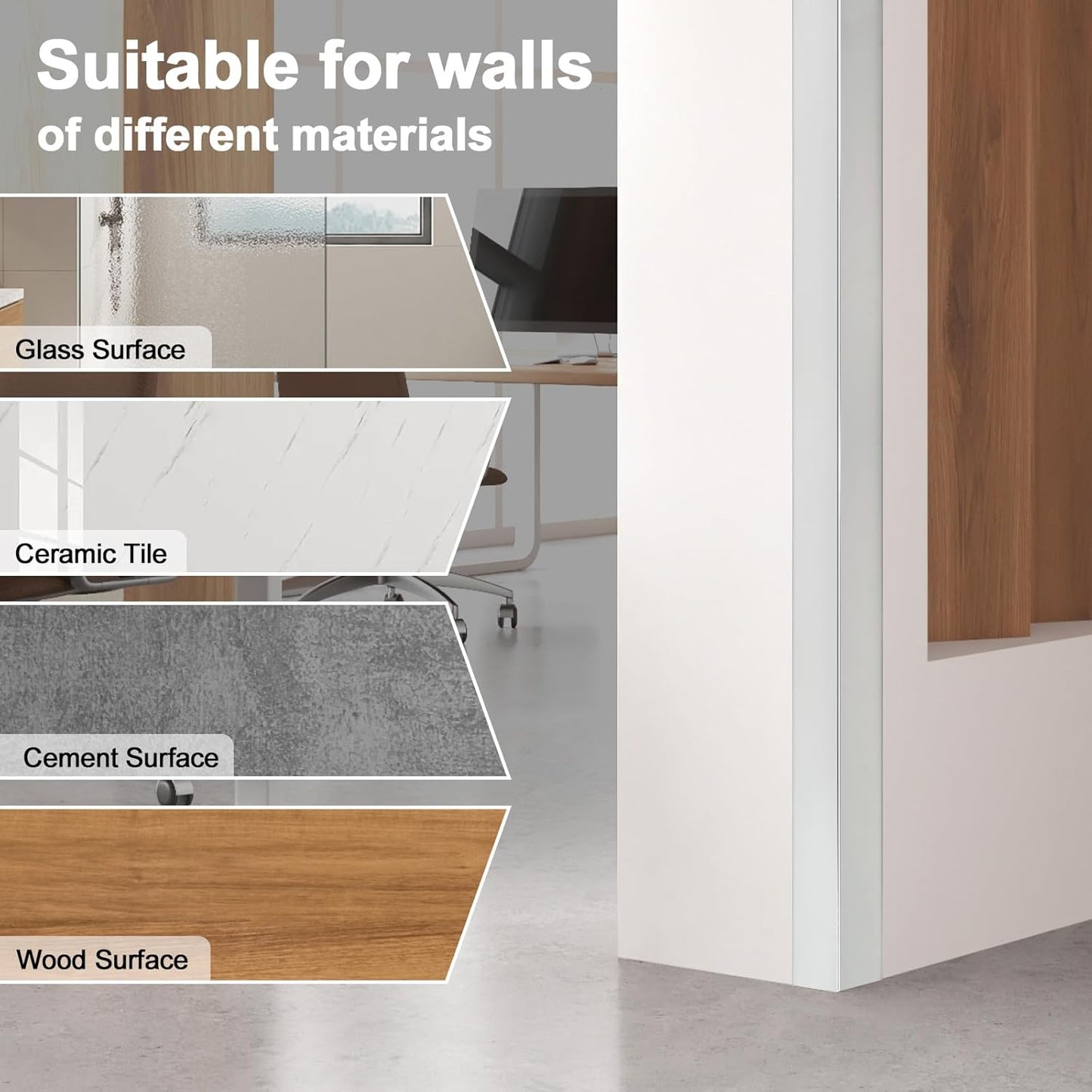 4PCS 45" Aluminum Metal Corner Protectors, Self Adhesive Corner Guards, Metal Wall Edge Protector Strip, Furniture Corner Protectors, Wall Cabinet Baseboard Decoration 45" x 2" (Silver)