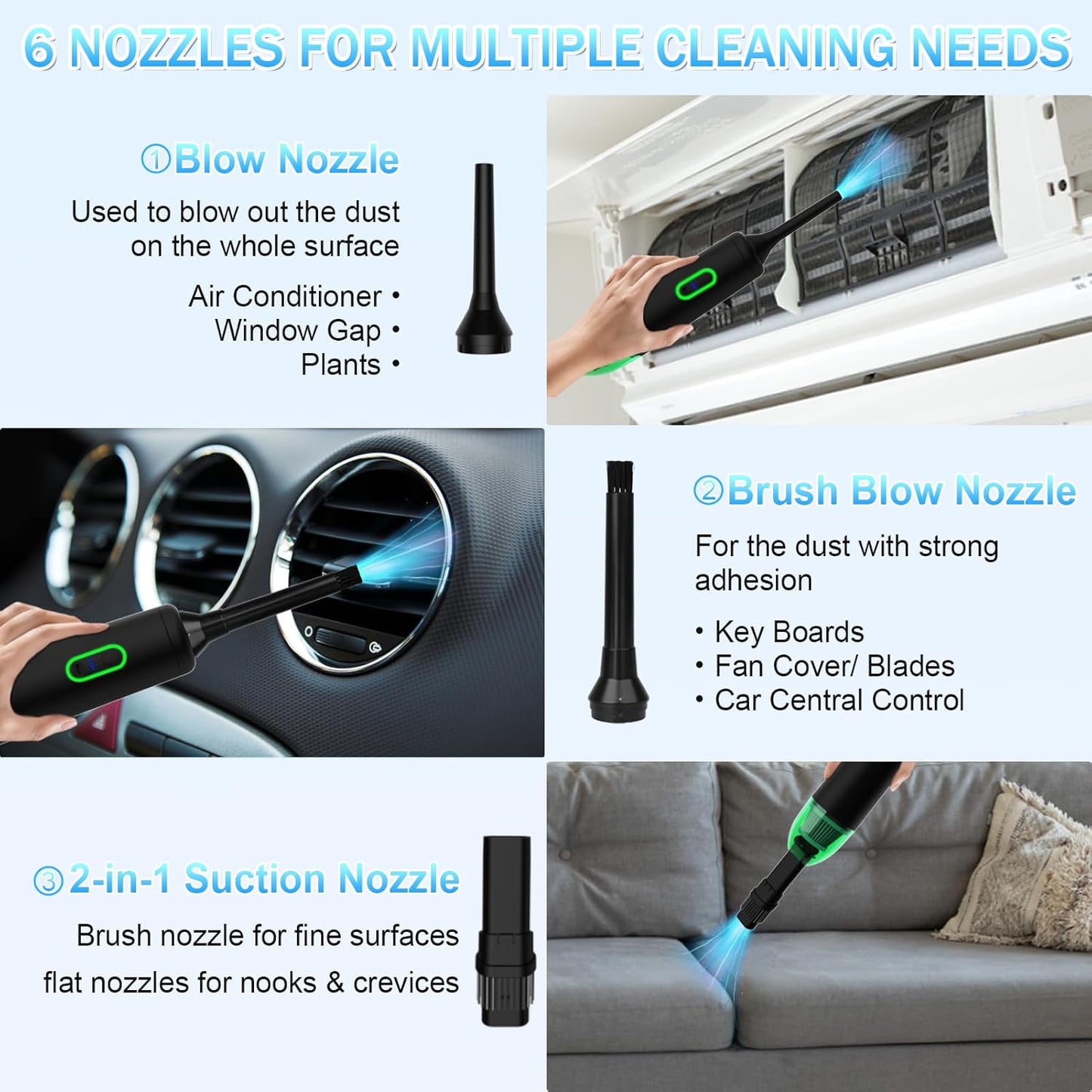 AVCNUJ Handheld Vacuum Cordless, 14000PA Strong Suction with Brushless Motor, Portable Car Vacuum Cleaner, Ultra-Lightweight 1.2lbs, 2-in-1 Dust Removal Vacuum Cleaner for Car Office Home Pet Hair