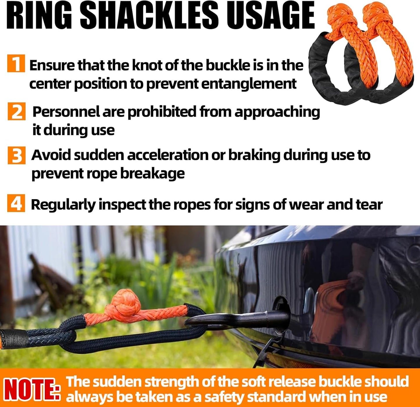 MITZONE Recovery Tow Strap,Heavy Duty Tow Strap Recovery Kit,Car Vehicle Heavy Duty Recovery Rope 37478 lbs for Diesel Trucks,SUV, ATV,Backhoe, Excavators,Ring Shackles,Storage Bag