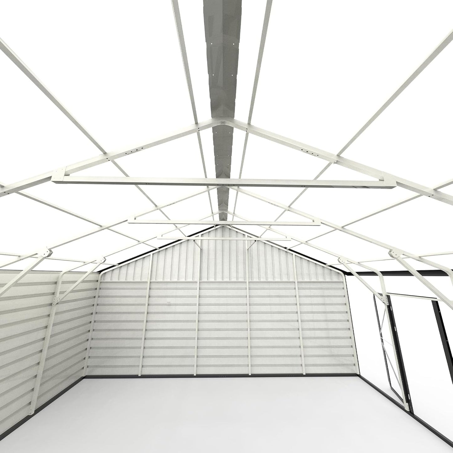 23 x 22 Metal Shed, Metal Garage Building with Side Entry Door, Prefab Double Garage Shed, Large Sheds & Outdoor Storage, Car Shed for Truck, Tool, Lawnmower, Cream