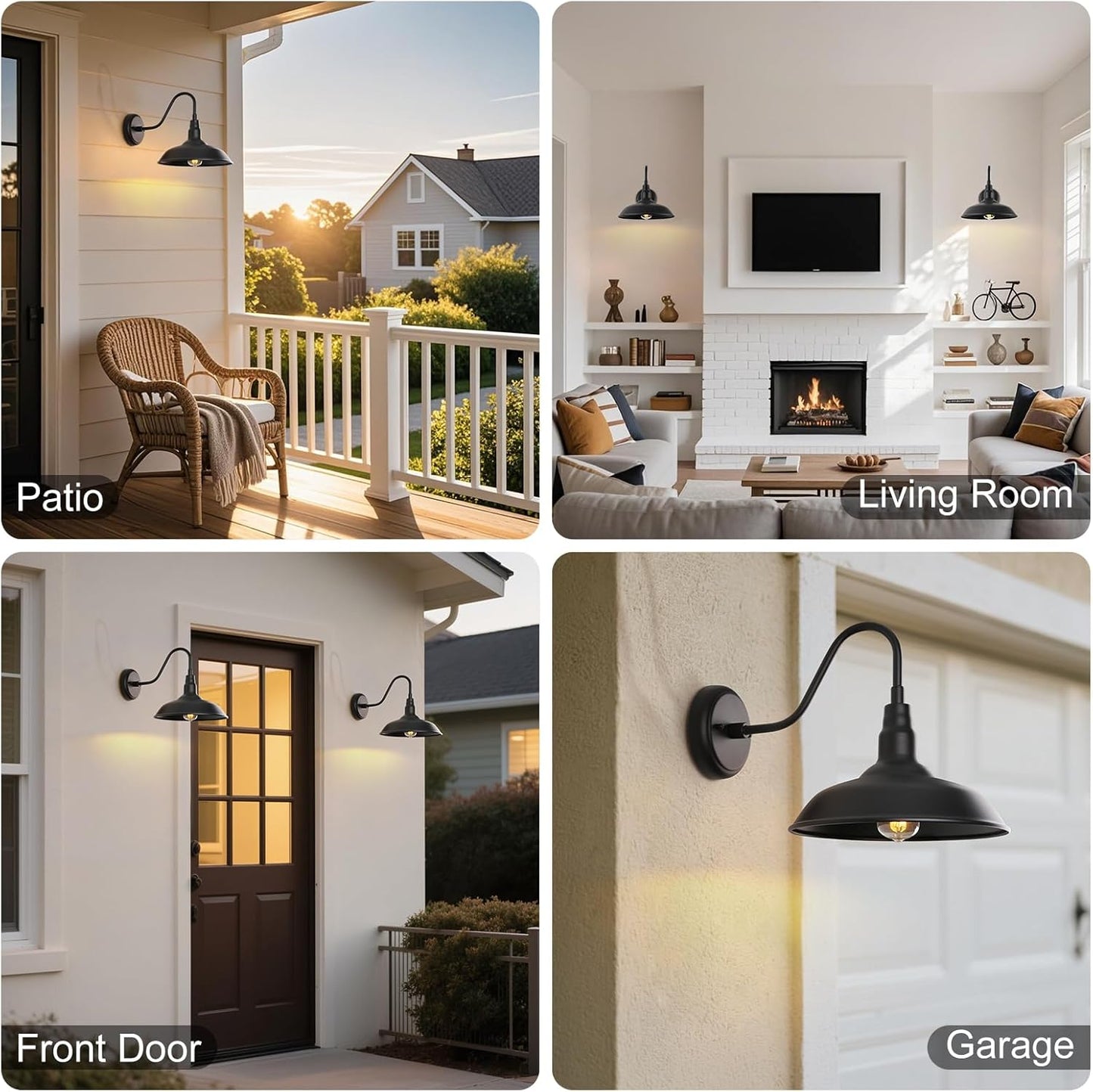 Black Gooseneck Barn Light for Farmhouse 10 Inch Dome Exterior Lights Fixture with Wall Mount, Outdoor Wall Sconce for Garage Porch Patio