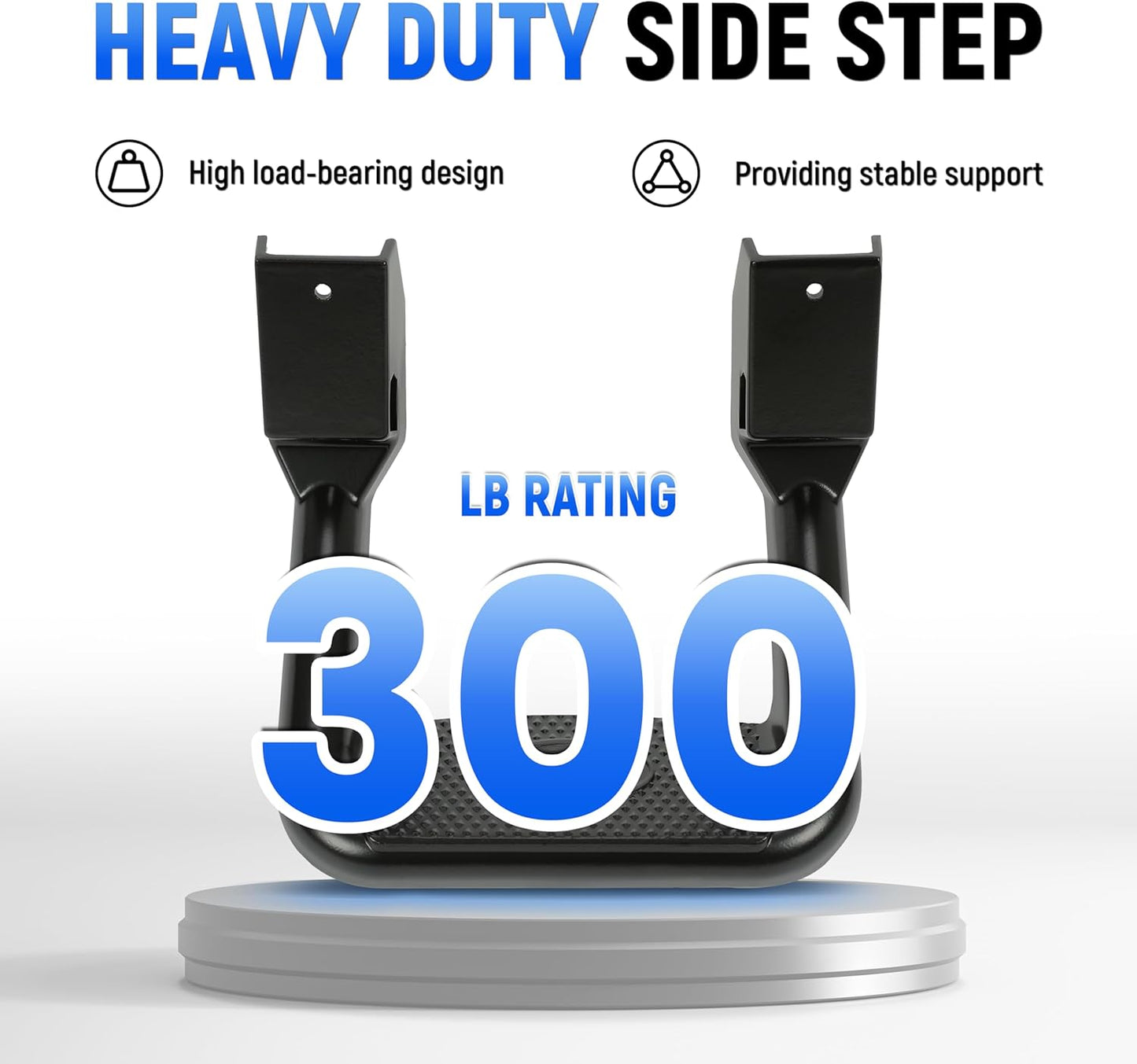 Kojem 2 Pcs Universal Side Step Compatible with 1967-2020 Chevy Chevrolet GMC Ford Isuzu Mitsubishi Dodge Jeep Nissan Toyota Mazda Side Hoop Step Electrophoresis Black Aluminum