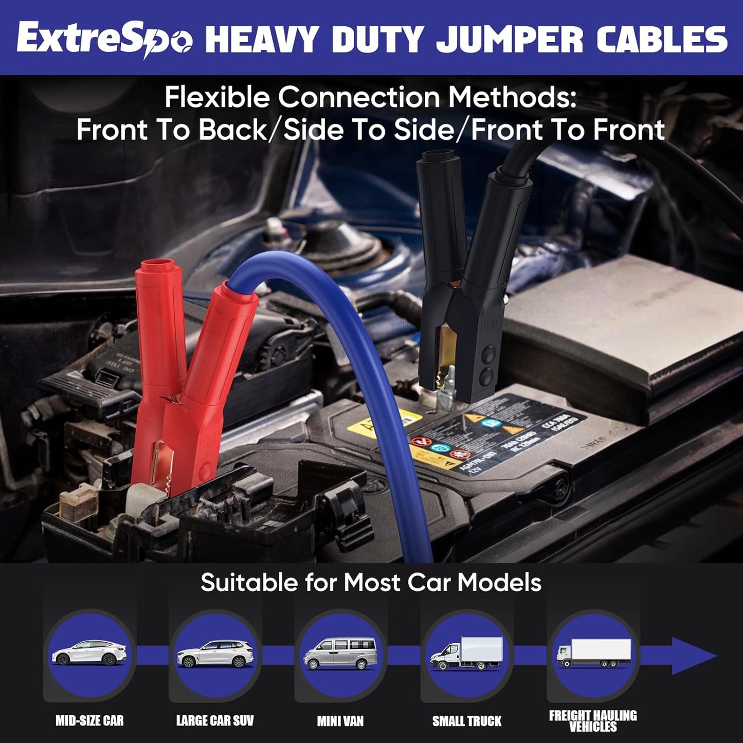 2/0 Gauge 30 FT Heavy Duty Jumper Cables, 1500Amp Quick Connect Booster Cables for 12V & 24V Cars, SUVs and Trucks, Kit with Carry Case, Gloves, Brushes