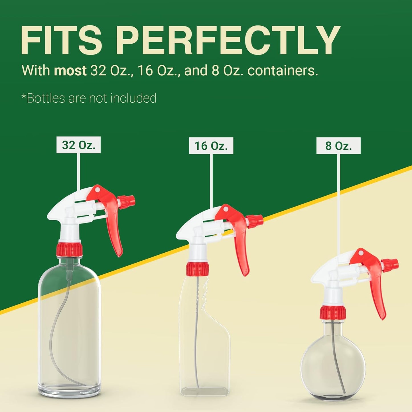 Spray Bottle Nozzle Replacement, Bottle Tops Only - Sprayer Nozzle Triggers for Heavy Duty, Commercial, Home Cleaning Solutions - Fits 8,16,24,32 oz Plastic & Glass Bottles, Red 13 pack