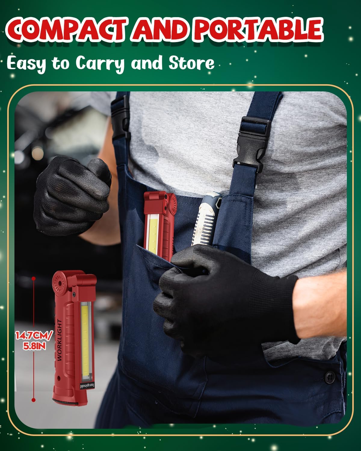 Coquimbo Tool Gifts for Men Dad, Rechargeable Flashlight LED Work Lights Grill Light with Magnetic Base 5 Modes 360° Rotate Mens Dad Husband Him Gifts (4 Pack Red)