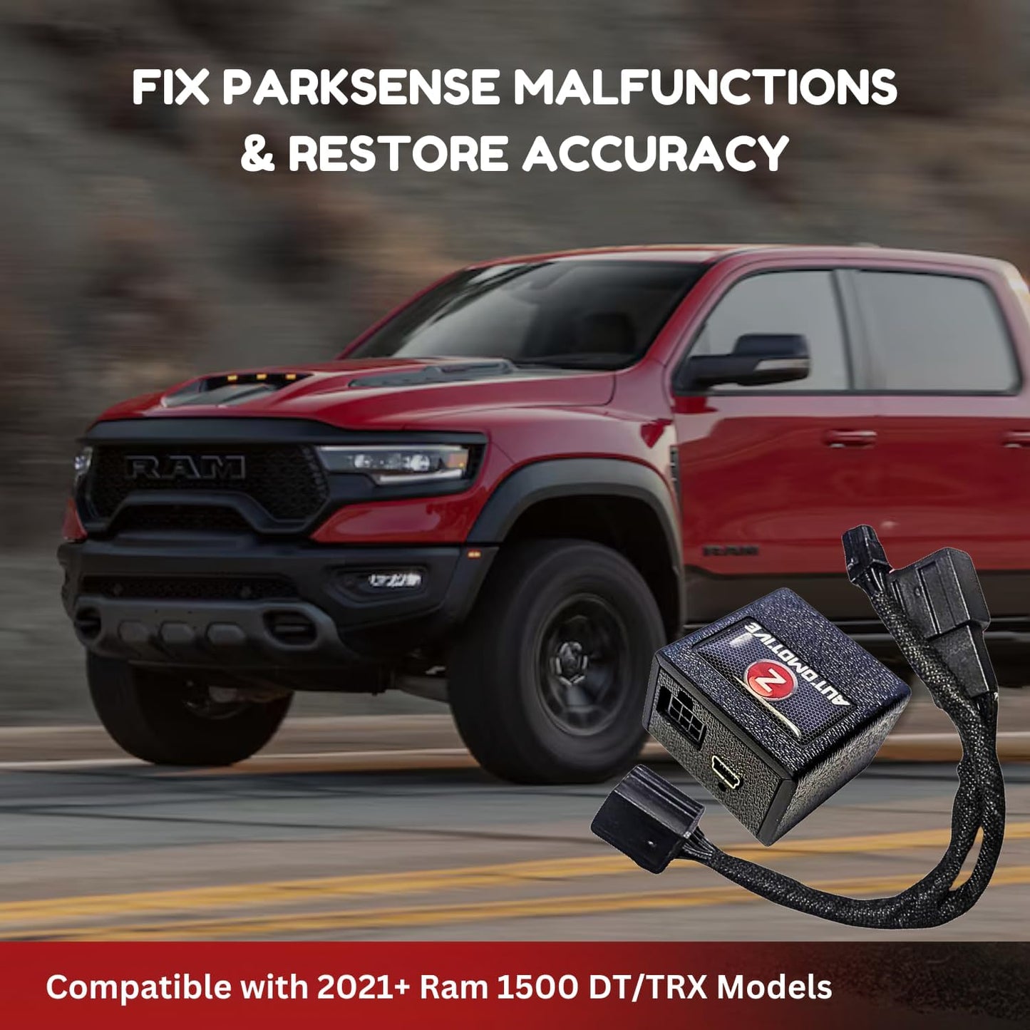 Z Automotive RAM ParkSense Fix for 2021+ Ram 1500 DT/TRX – Restores ParkSense Functionality with Larger Tires – Easy 2-Minute Plug-and-Play Installation – No Permanent Modifications