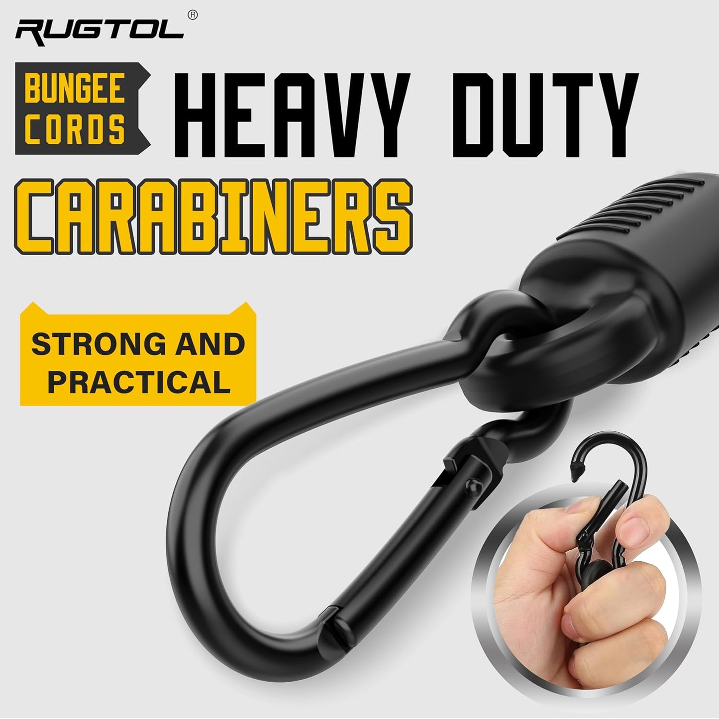 Bungee Cords with Hooks, Upgrade 60 inch Adjustable Bungee Cords with Carabiner Hooks, Easy to Adjust from 7'' to 60'' Elasticity UV-Resistance Bungee Straps Heavy Duty for Bike, Cargo, Tent, 12 Pack