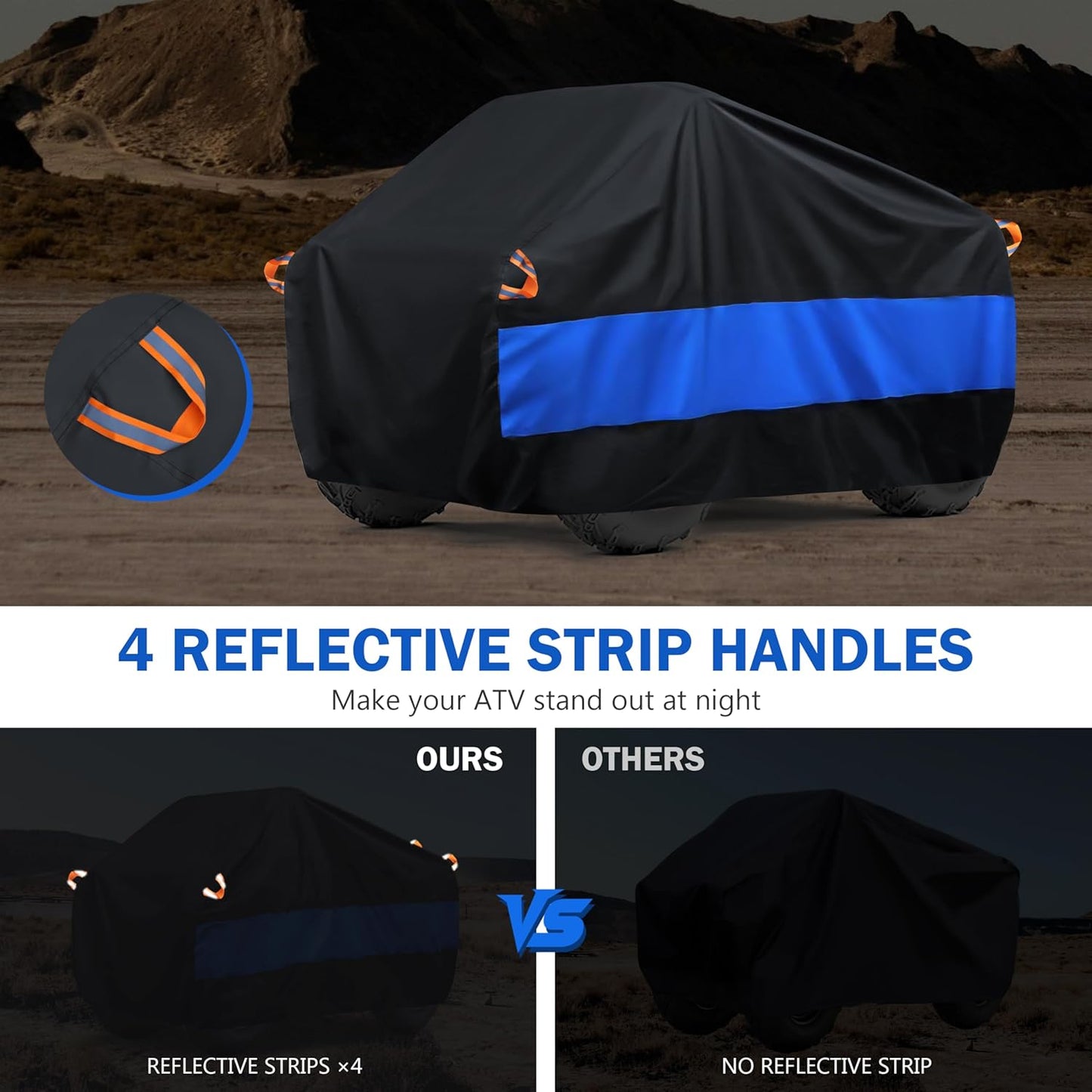 MORNYRAY ATV Cover Waterproof Heavy Duty Universal Quad Cover Outdoor Storage Cover 4 Wheeler UV Protection for Polaris Yamaha Honda Suzuki Kawasaki (Black, A2-82.7''L x 47.2''W x 45.2''H)