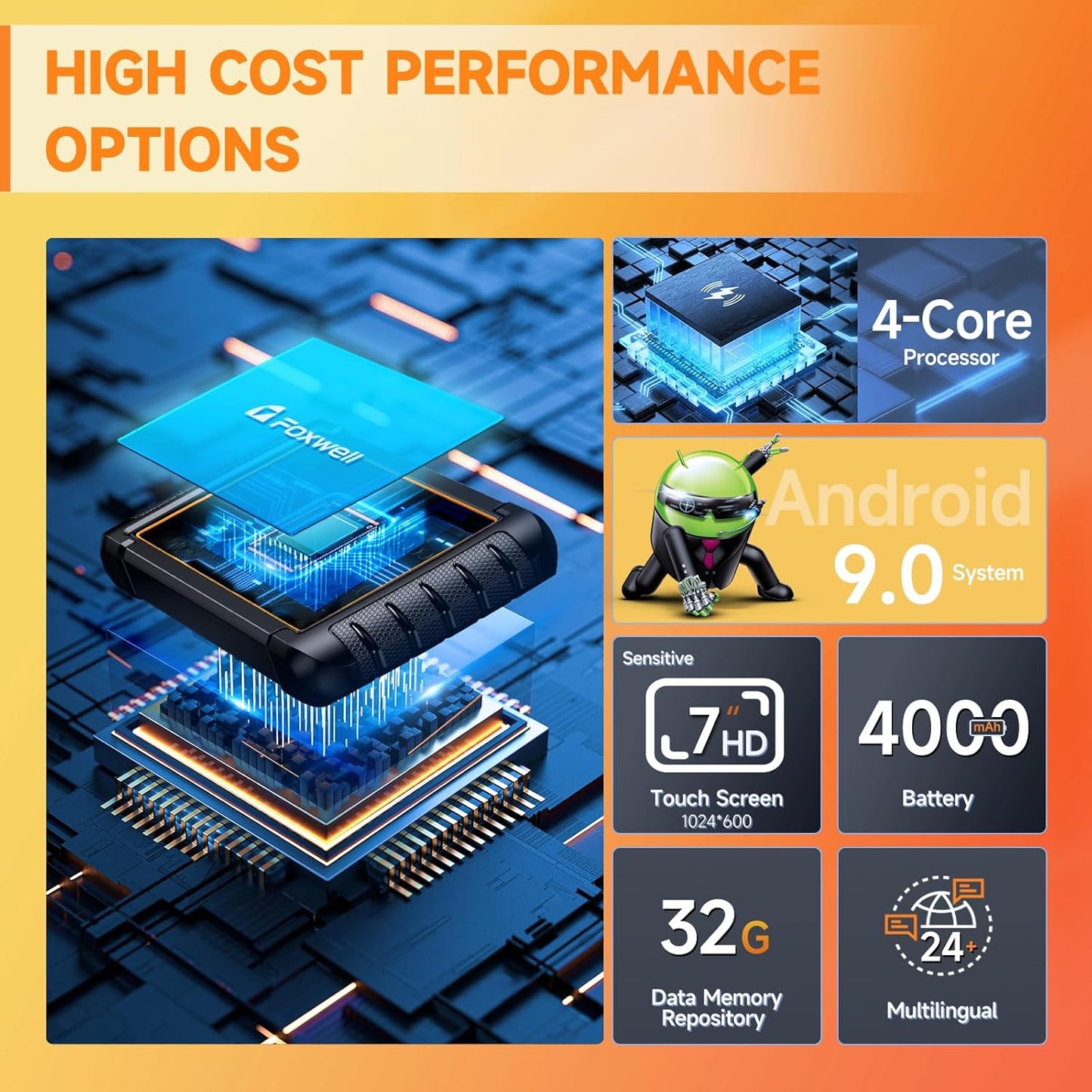 2025 FOXWELL Scanner NT809BT Bidirectional Scan Tool, All System OBD2 Scanner Diagnostic Tool, Car Code Reader with 30 Resets, Car Diagnostic Scanner for All cars, Wireless Automotive Diagnostic Tools