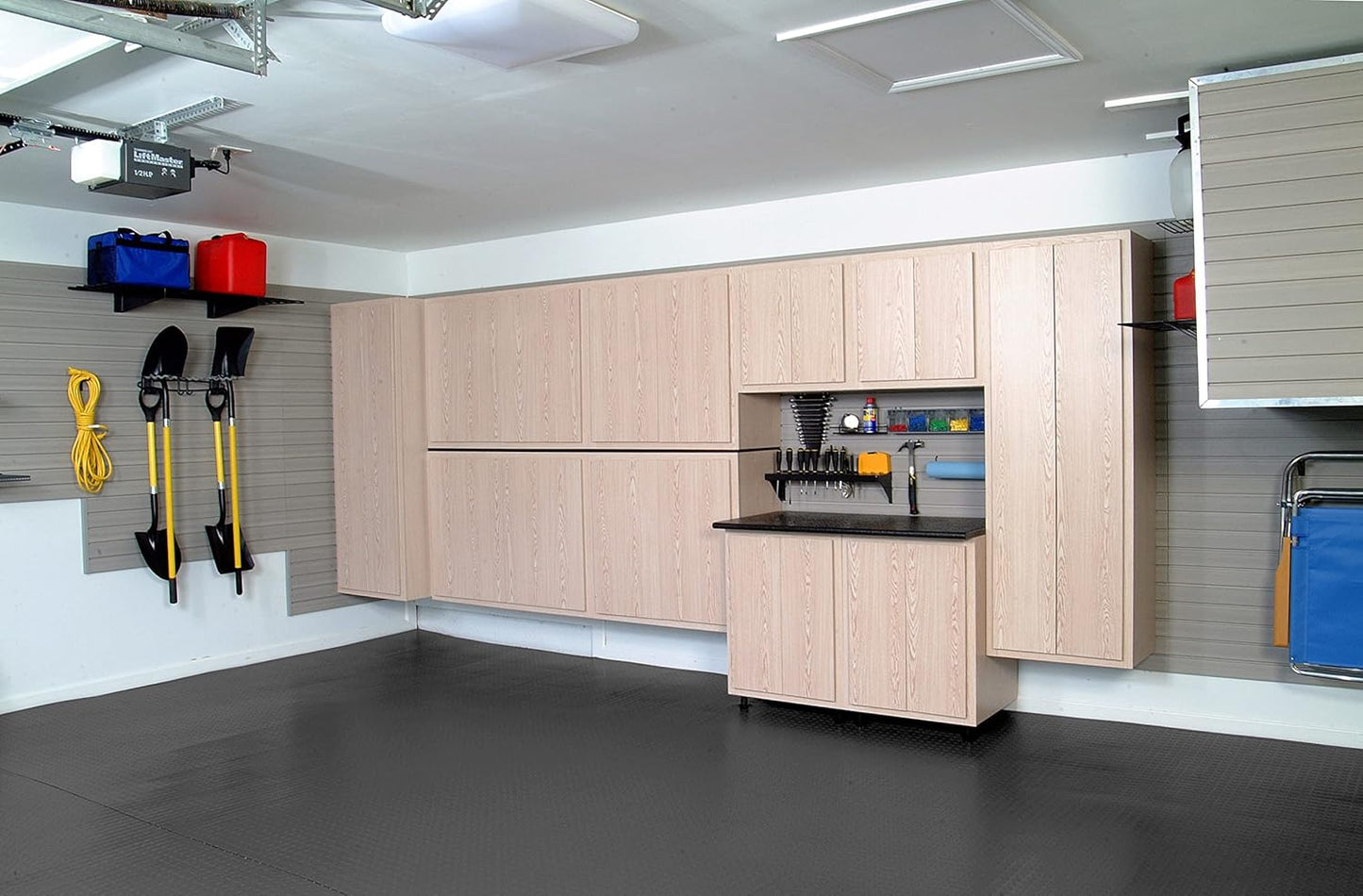 G-Floor Seamless Sheet Vinyl Shed Flooring Cover with Bonded Fibrous Backing - Coin Pattern (8' x 12', Slate Grey)