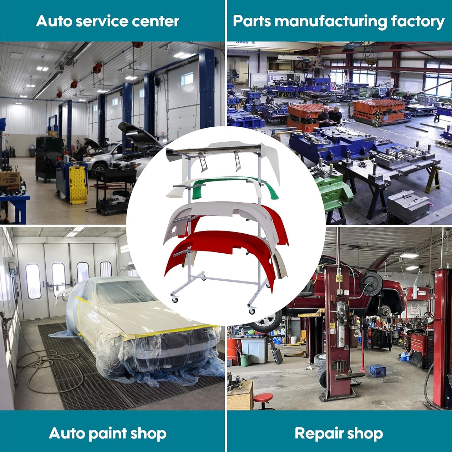 Floor Mobile Bumper Storage Rack,Heavy Duty Double Sided Bumper Storage Rack for Automobile Parts - Maximize Efficiency Universal Auto Body Rolling Parts Storage Stand for Repair Shops Garages