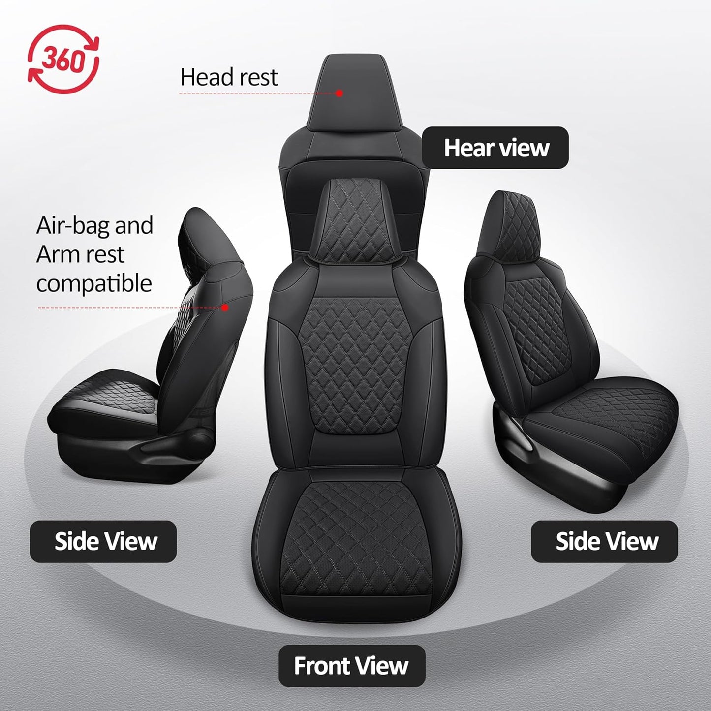 MIROZO Rav4 Seat Covers Full Set,Waterproof Car Seat Covers Faux Leather Seat Covers Compatible with 2019-2025 Toyota RAV4 Hybrid LE XLE Limited Automotive Seat Cover Car Accessories