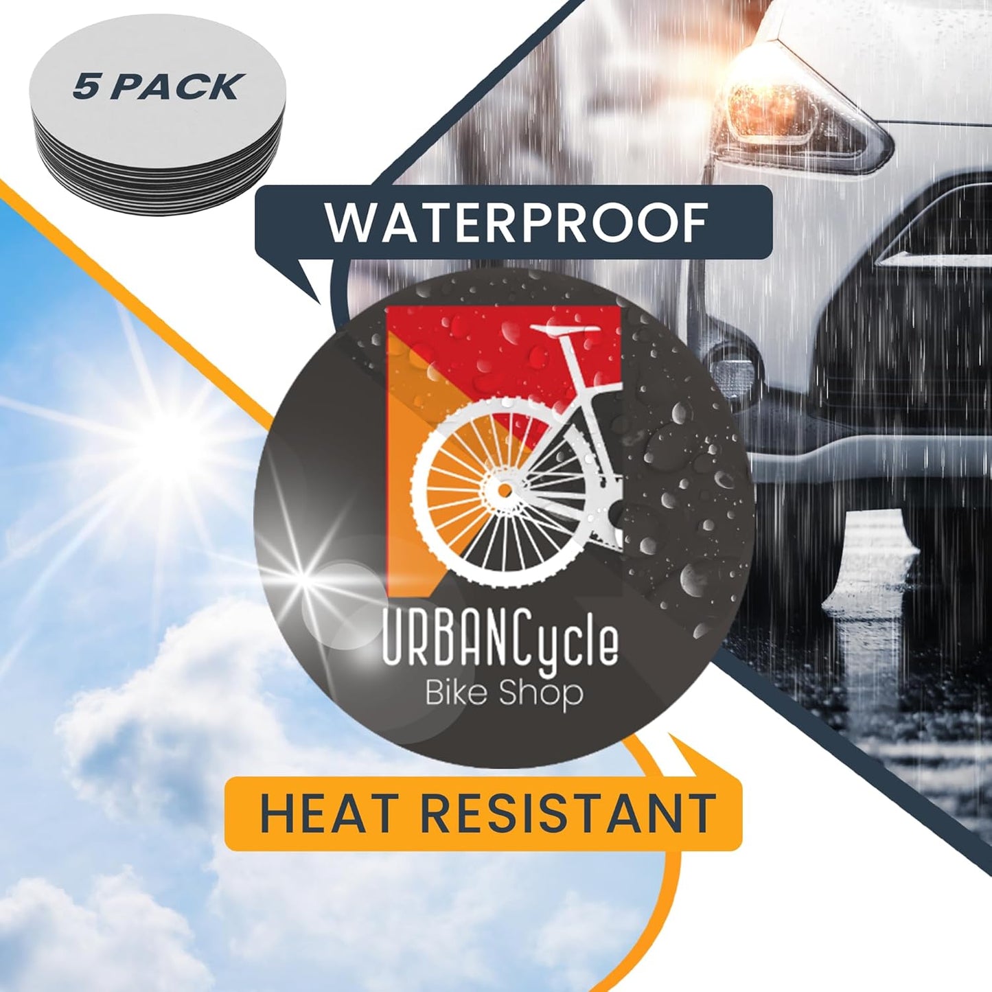 Magnet Me Up Customizable 30 Mil Round Magnet- 5”, 5 PK Weatherproof Car Magnet for Businesses, Sports Teams, Fundraisers & Personal Expression- Custom Text & Logo- Strong Magnetic Vinyl for Vehicles