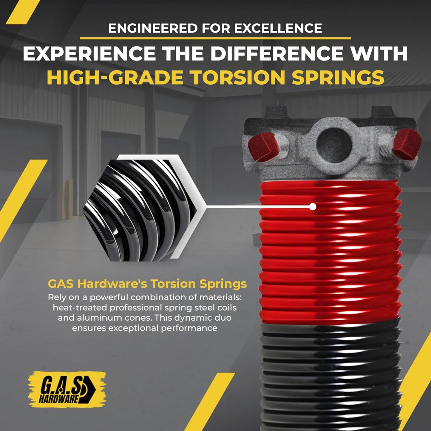 Garage Door Torsion Springs 225x2x27 Includes 1” Steel Bearing, Gloves, and Winding Bars for Left and Right Side of Garage Door Precision E-Coating 5-Year Warranty Minimum 30,000 Cycles (Pair)