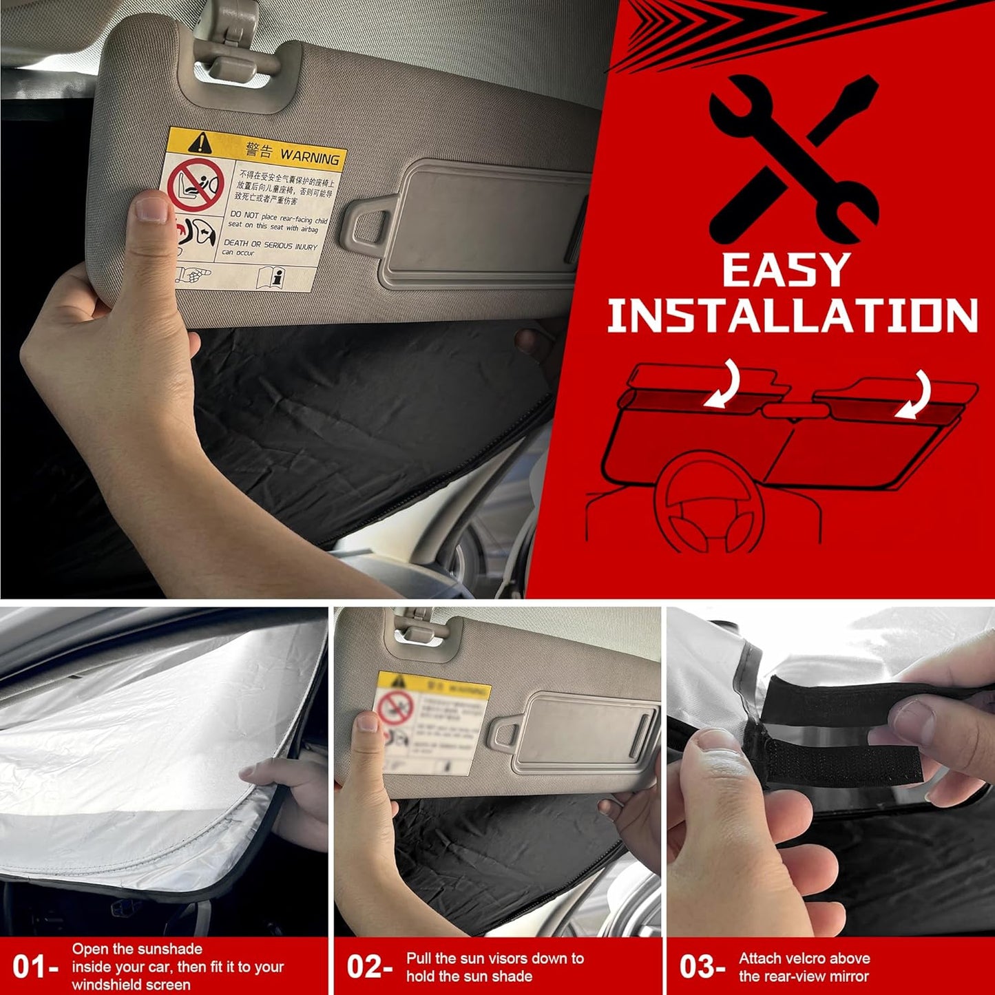 Windshield Sun Shade for 2013-2019 Ford Escape SUV Foldable Sun Sunshade for Car Front Window Blocks UV Rays and Heat Automotive Interior Protector Custom Fit Accessories