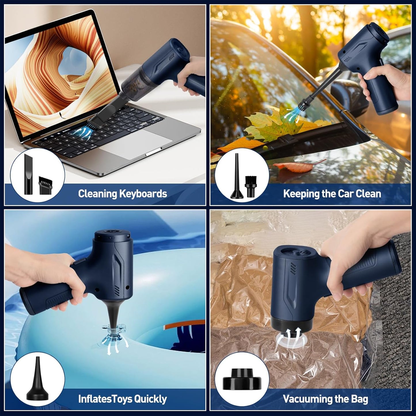 Handheld Car Vacuum Cleaner Cordless, High-Power Brushless 20000PA Mini Hand Held Vacuum Cleaner with 8 Multi-Functional Nozzle & 3 Replaceable Filters, Portable Car Vacuum for Office Pet Hair