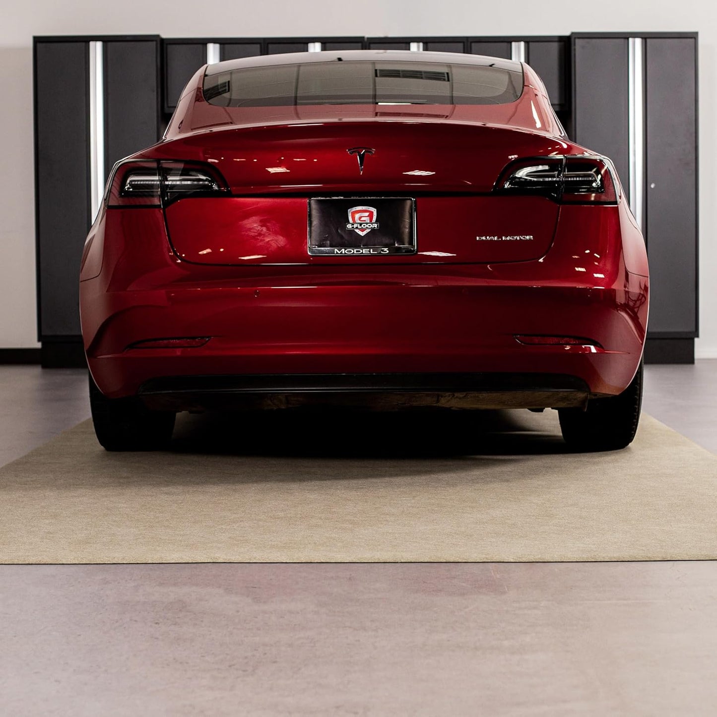 G-Floor Drip & Dry Absorbent (7'6" x 17', Tan) Floor Mat with Waterproof Vinyl Backing for Protecting Your Garage Floor - Just Unroll to Install!