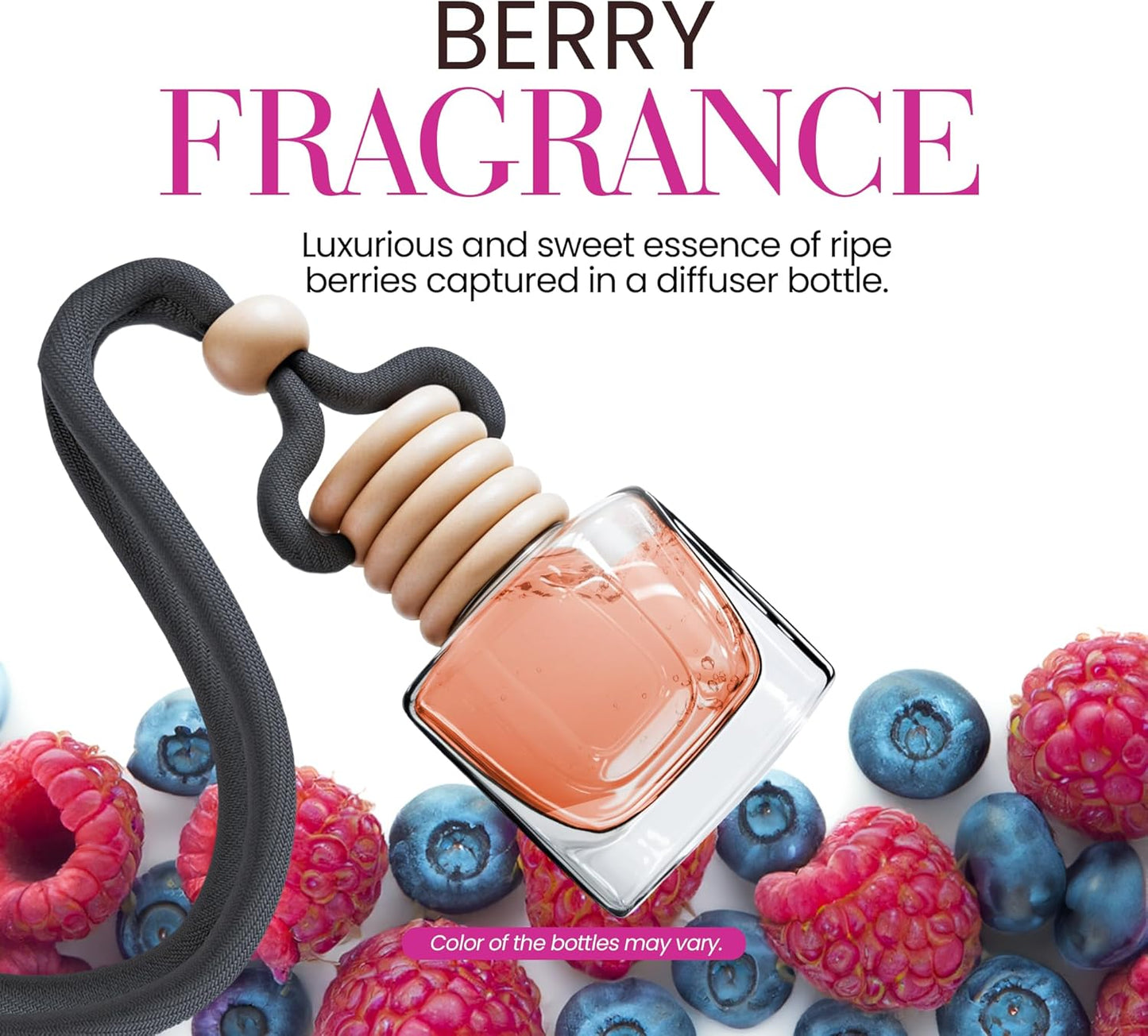Car Air Fresheners for Women - Mixed Berries Fragrance | Pack of 2 Long Lasting Air Freshener | Odor Eliminator Car Perfume Diffuser with Essential Oils | Car Air Freshener Vent Clip by Perfa