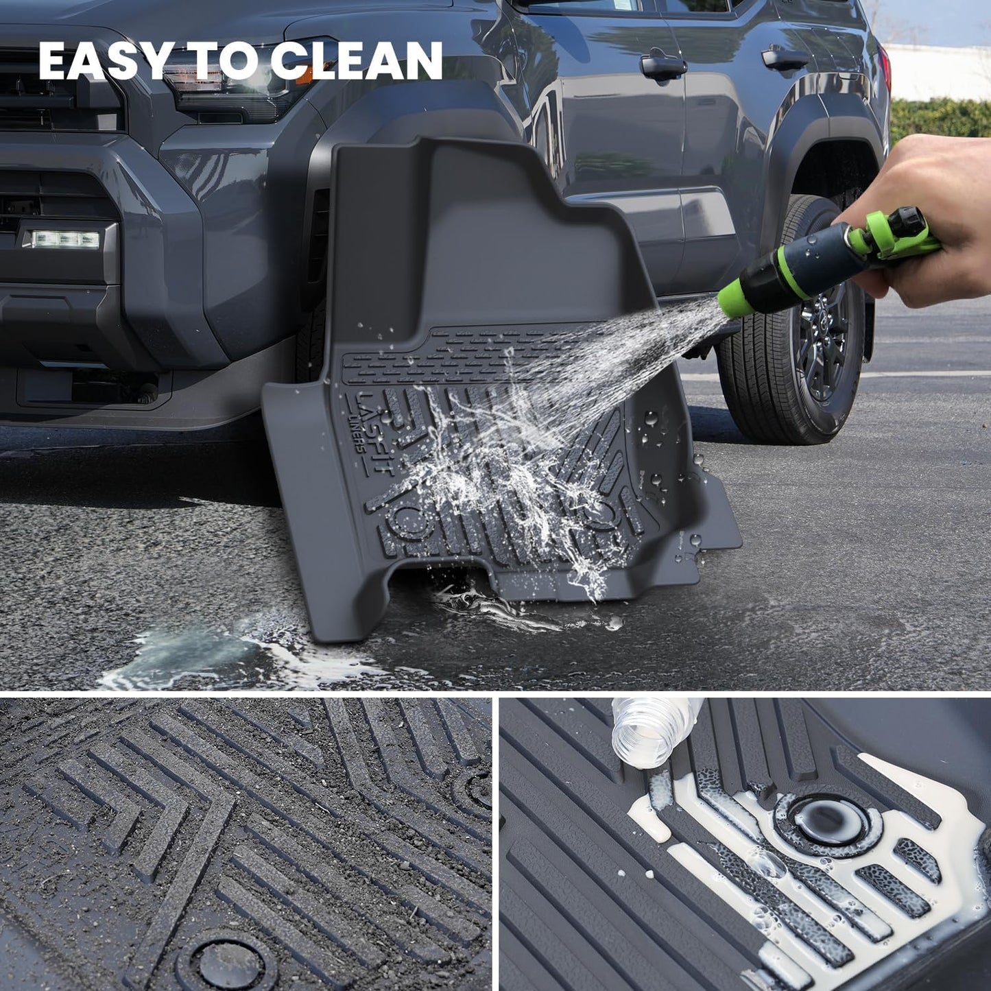 LASFIT Floor Mats for Toyota 4Runner 2025-2026 (Only fit Hybrid) wtih Trunk mat&backrest mat, All Weather TPE Custom Fit Floor Liner for 4 Runner TRD/Limited/Platium 6th gen Front&Rear Car Mats, Black