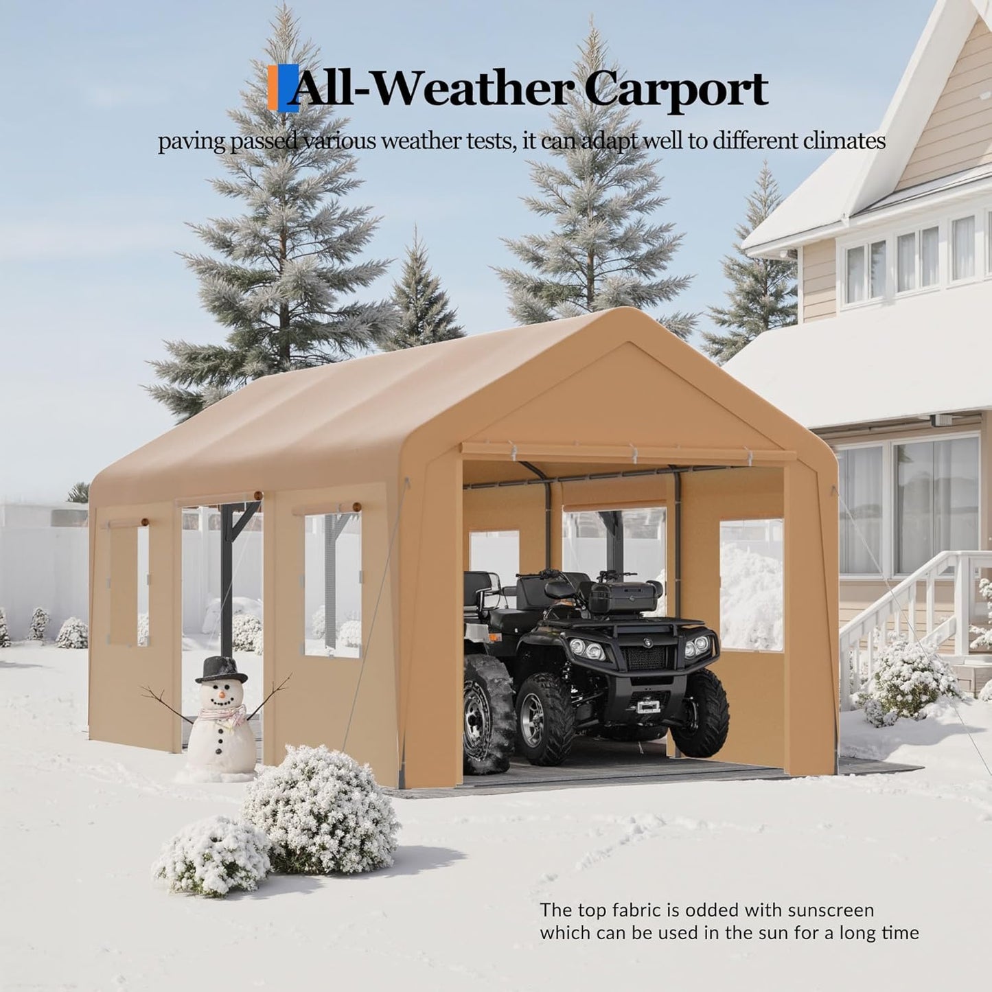 Carport, 13‘ x 20’ Heavy Duty Portable Garage All-Season Car Canopy w/Removable Sidewall & Doors, Carport Canopy Party Tent w/Water-Resistant Tarp for Backyard (Yellow)