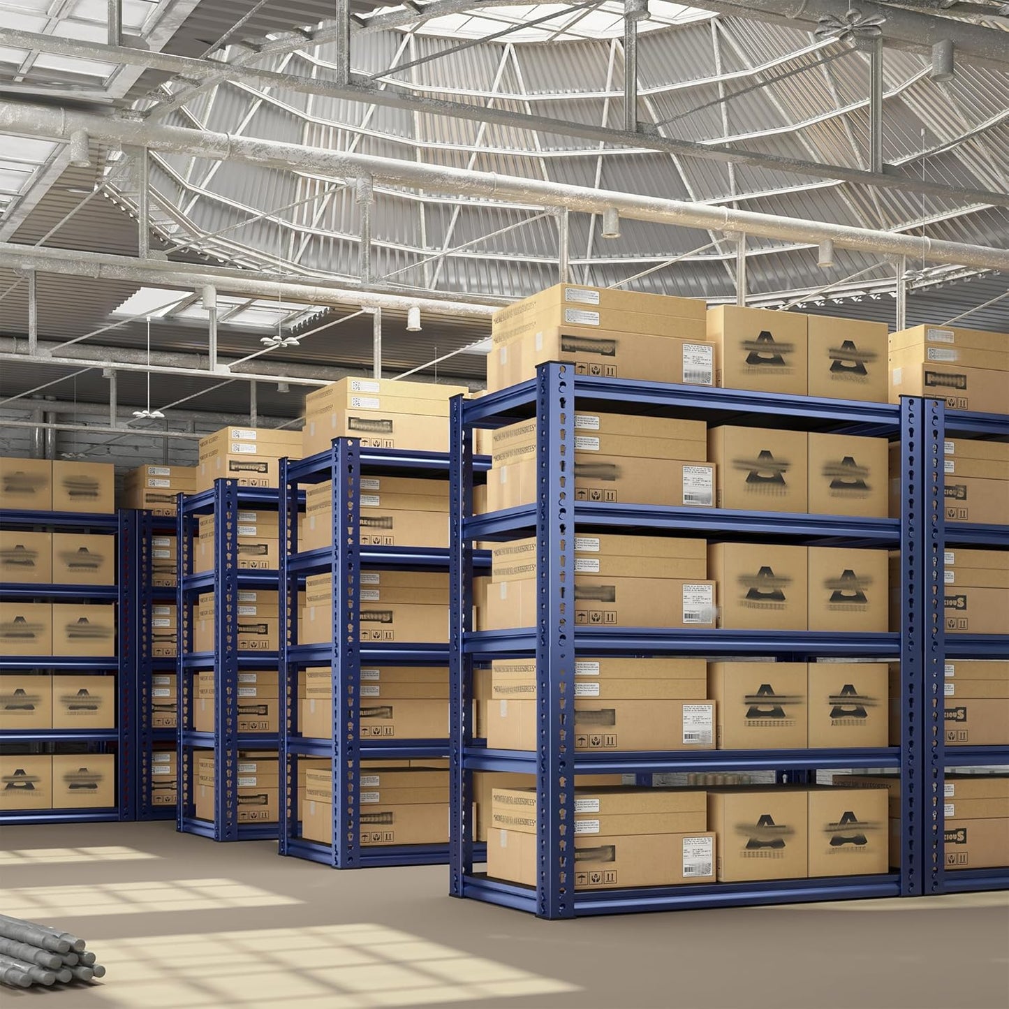 REIBII Garage Shelving 72" H Storage Shelves Sturdy Metal Shelves Heavy Duty 5 Tier Metal Shelving for Kitchen Closet Basement Warehouse 72" H x 32" W x 17.1" D Blue