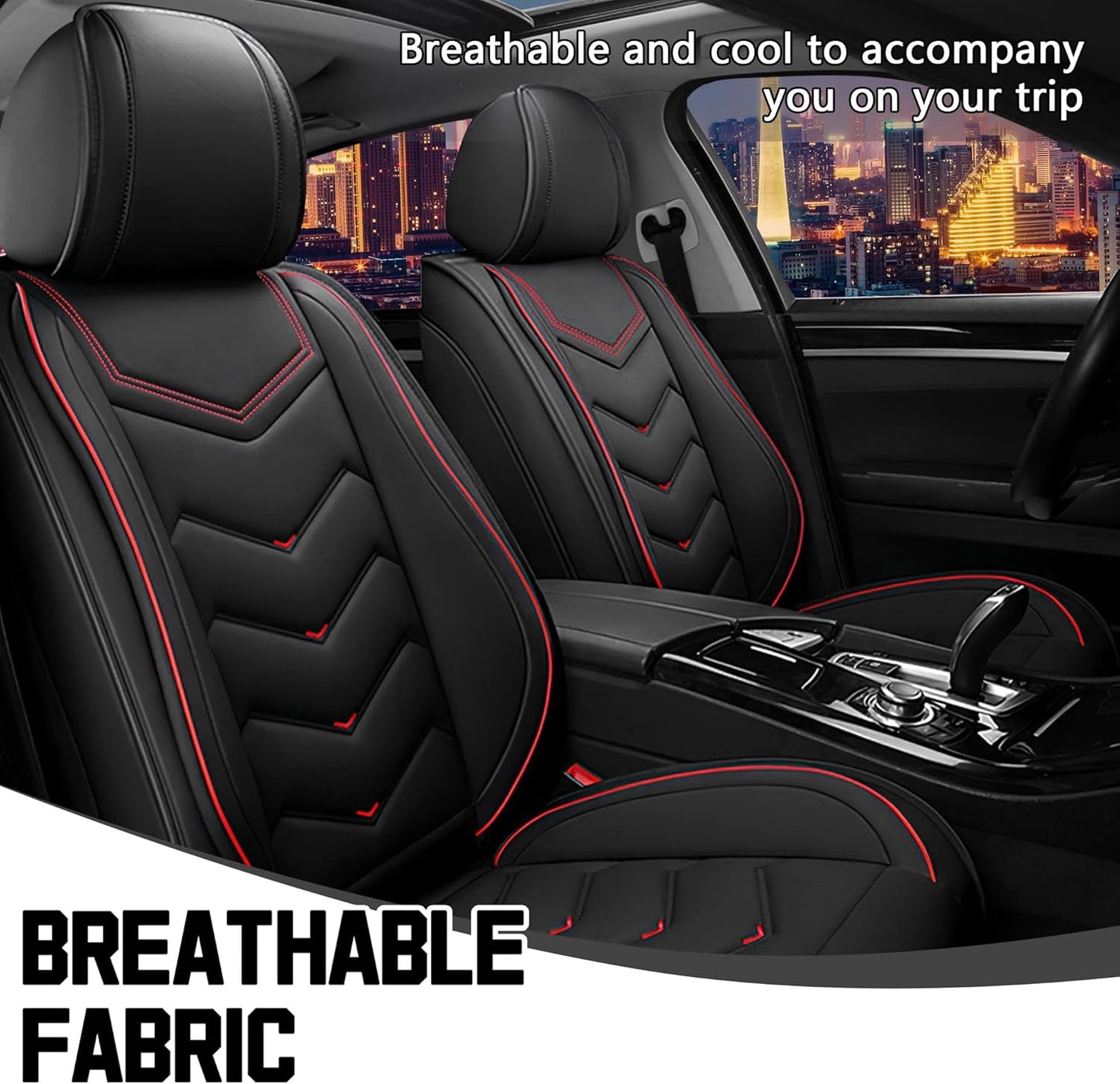 Car Seat Covers for Chrysler Pacifica 2004-2025, Stylish Sport Seat Cover, Premium Nappa Leather Car Seat Cover. Automobile Seat Covers Sets.(Standard 2 Seats/Black)