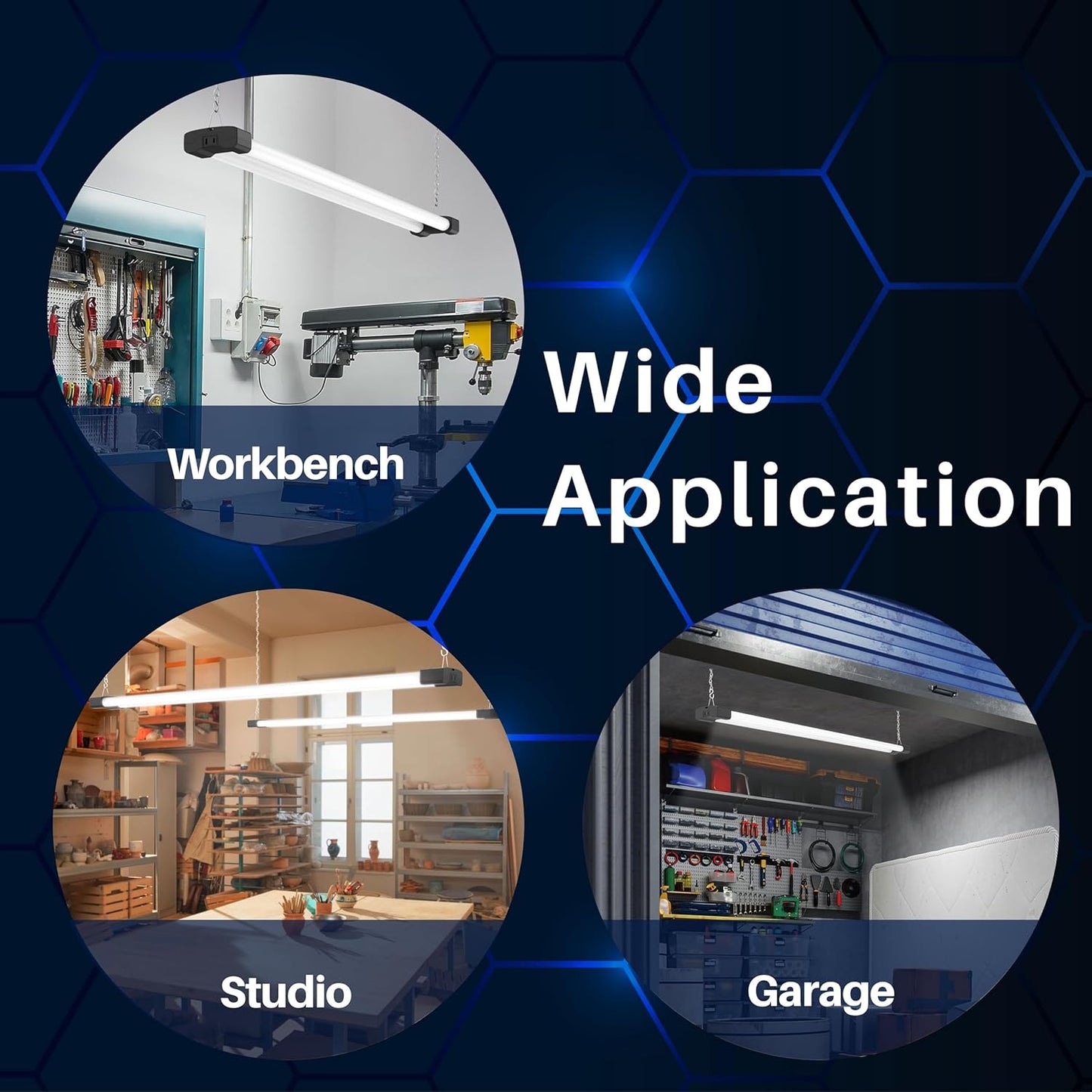 DYMOND 4 FT 40W LED Shop Light Fixture with Inline Switch, Hanging or Flush Mount, Bright Daylight 5000K for Garage Workshop Basement