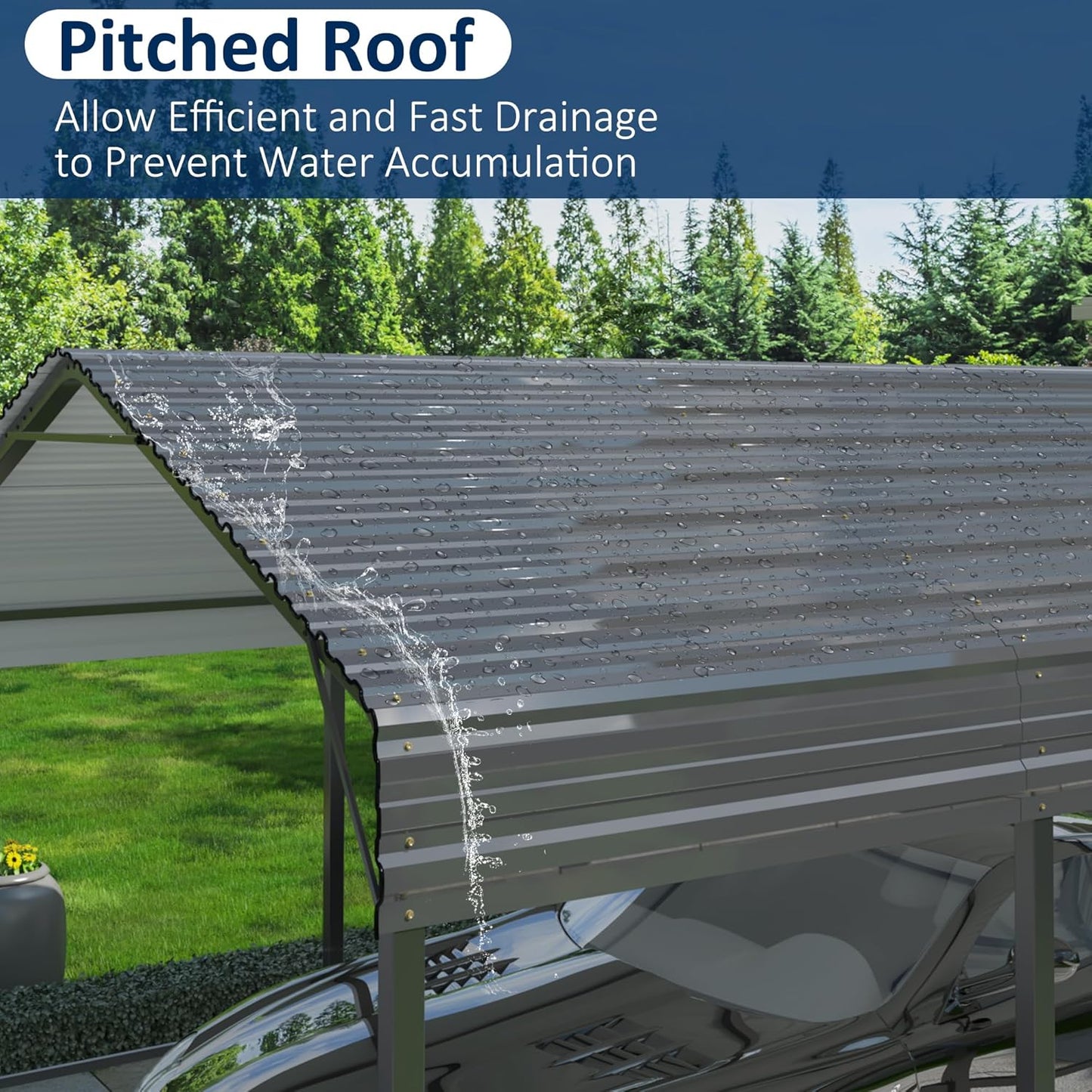 12x20 Metal Carport Carports with Enhanced Base Heavy Duty Garage Outdoor Galvanized Car Shelter for Car, Boats and Truck