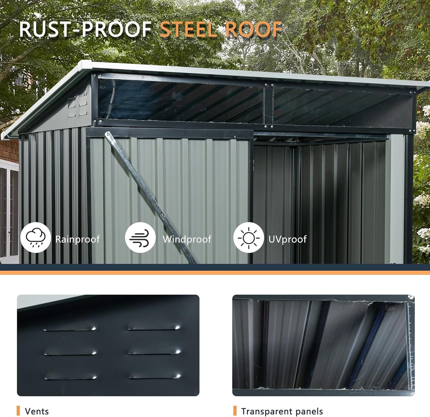 Metal 5x3 FT Garden Storage Shed, Outdoor Small Shed with Sloped Water-Resistant Roof and Lockable Door for Backyard, Patio,Garage and Bike Storage Black