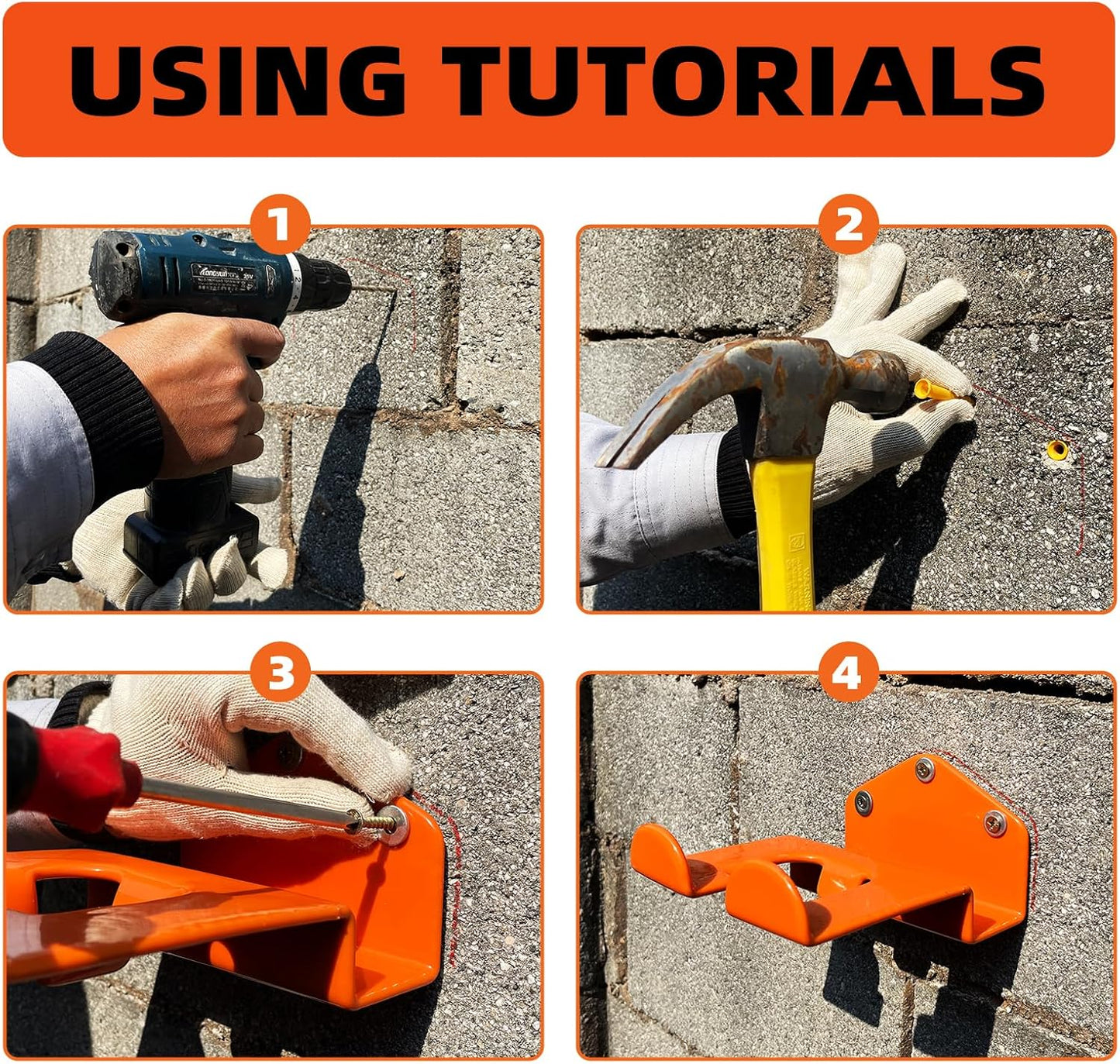 Weedeater Hanger, 4 Pack Weed Eater Hanger for Wall, Heavy Duty Weed Wacker Hooks for Garage, Garage Organization Storage Shed Organizer Mounted Trimmer Rack