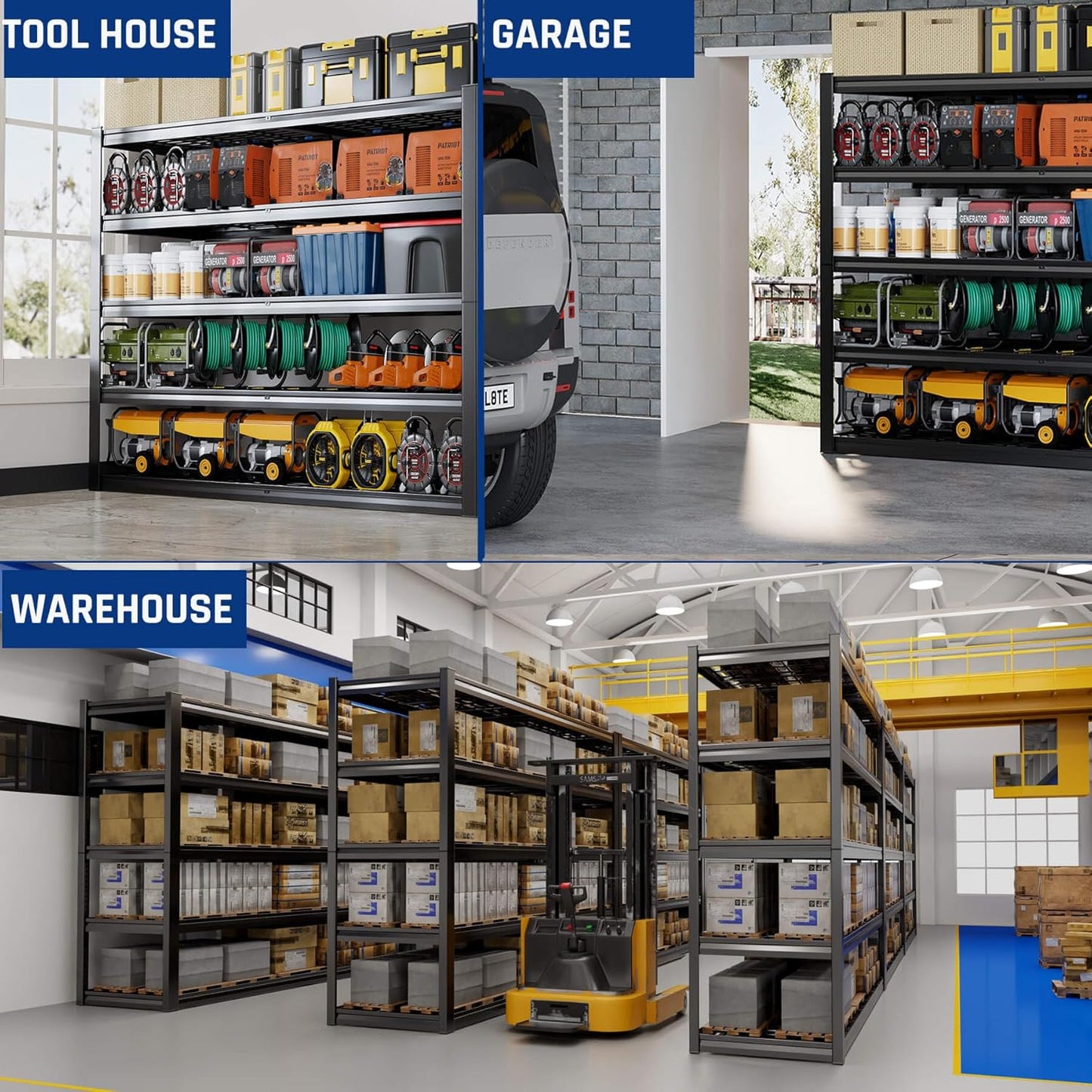 67" Wide 5-Tier Garage Shelving Unit, 67" W x 24" D x 84" H, Heavy Duty Garage Storage Shelves,3500 LBS Capacity, Industrial Adjustable Shelves for Basement, 2 Pack