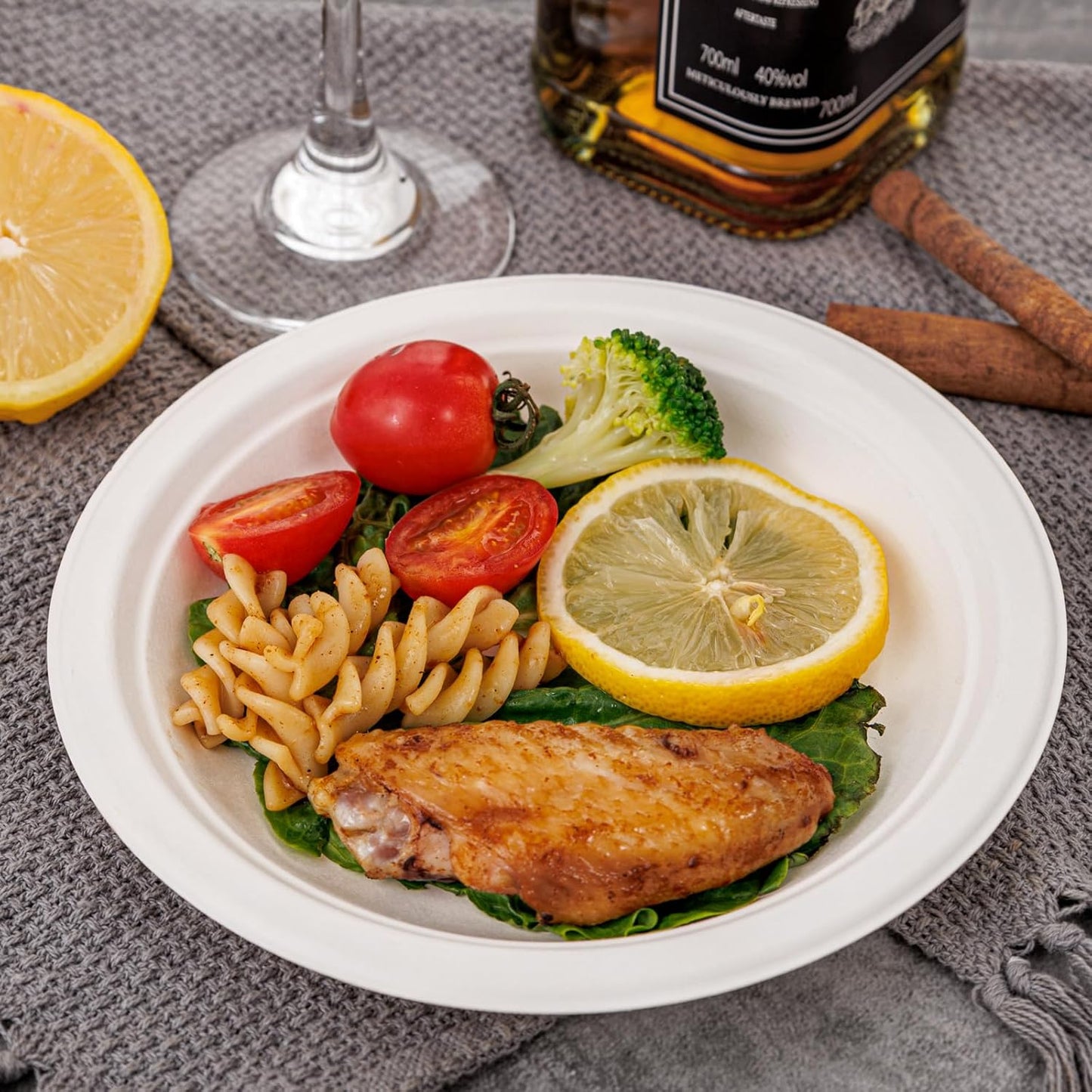 WELLIFE 100% Compostable Paper Plates 7 Inch, 125-Pack Dessert Paper Plates Bulk, Biodegradable Bagasse,Eco-Friendly Disposable Plate Small for BBQ,Picnic,Party (BPI Certified,Microwaveable)