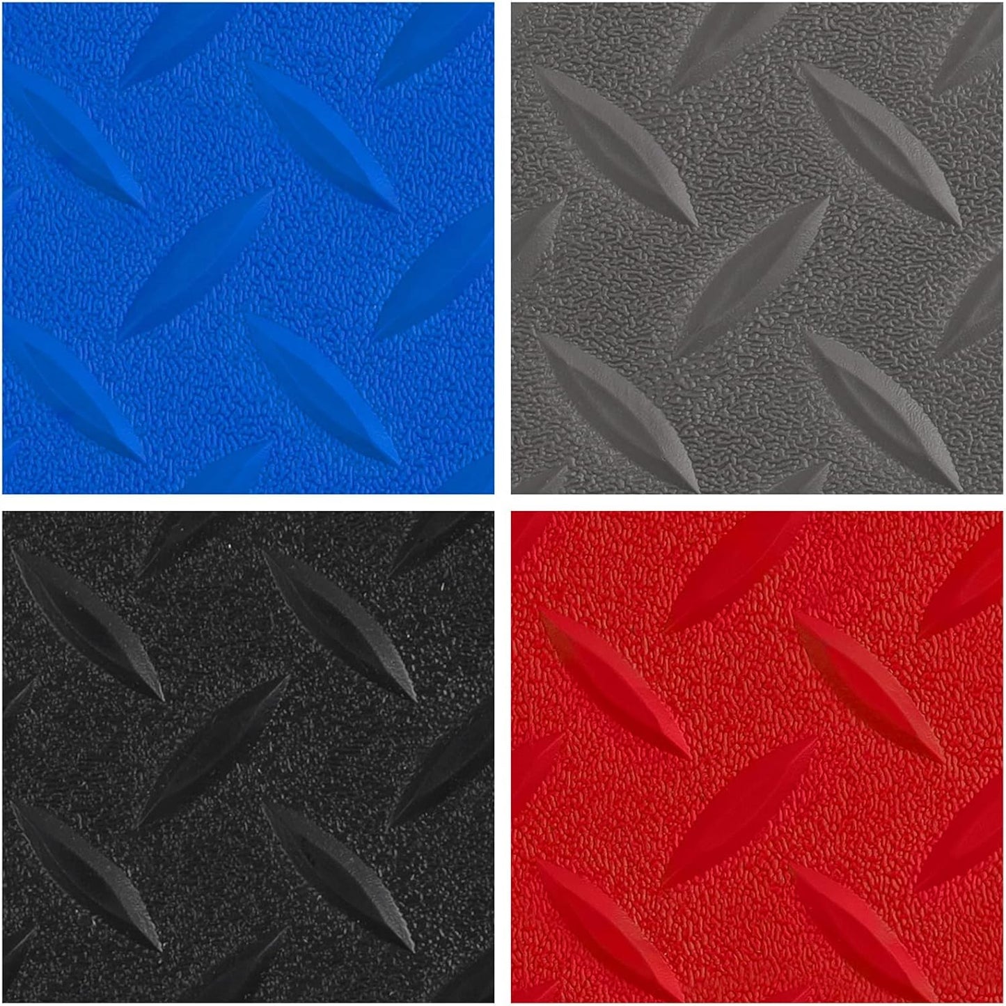 Boshen 5Ft x 17Ft Garage Floor Mat 2.5mm Thickened Rubber Flooring Roll 85sqft Diamond Plate PVC Rubber Trailer Mat Non-Slip Floor Protector Mat for Garage Warehouse Basement Trailer-Grey