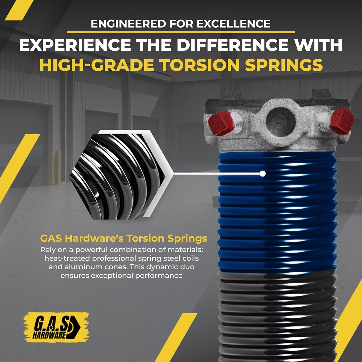Garage Door Torsion Spring 283x2x37 Torsion Spring for Right Side of Garage Door with 1" Steel Bearing, Gloves, and Winding Bars Precision E-Coating 5-Year Warranty Minimum 30,000 Cycles (Black Cone)