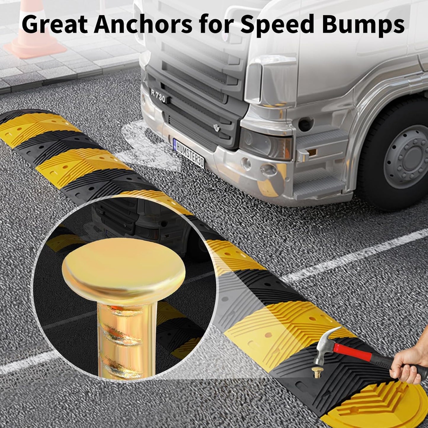 16 Inch Rebar Stakes 1/2 Inch Diameter Galvanized Steel Ground Anchors Heavy Duty Anchoring Spikes for Speed Bump, Parking Curb and Tent (10 Pack)