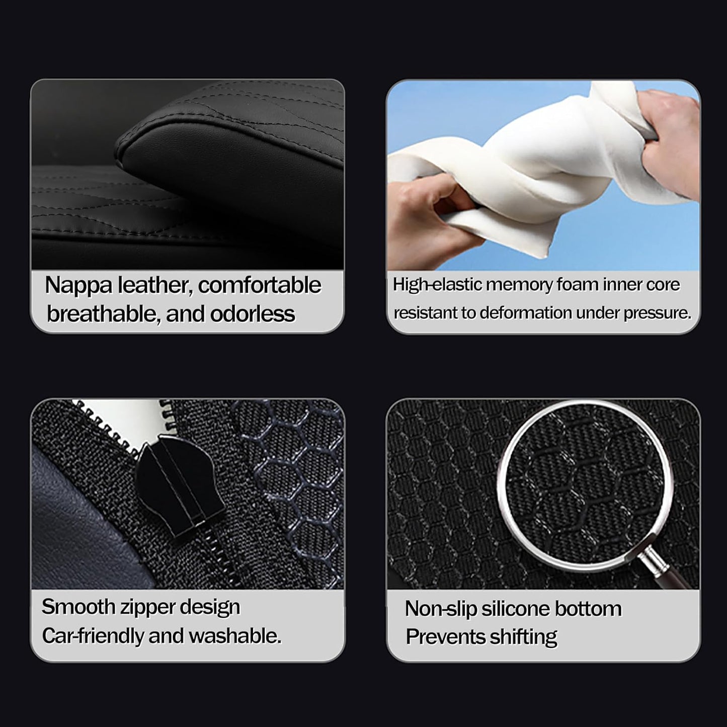 Car Center Console Cover pad PU Leather,Black Armrest Box mat, Vehicle Arm Rest Cushion Protector,Memory Foam napa Leather,Consoles Hand Rest Pillow (sizeB 14 x 8 x 2.2 inch)