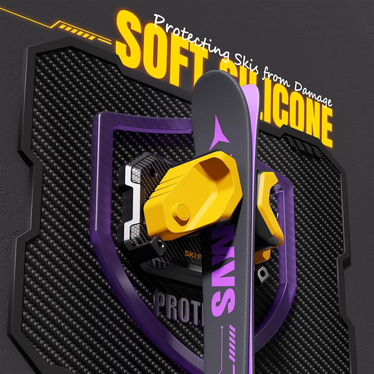 Ski & Snowboard Wall Rack for Garage - Fits Any Ski/board, Damage-Free Storage, Yellow, 6 Pack