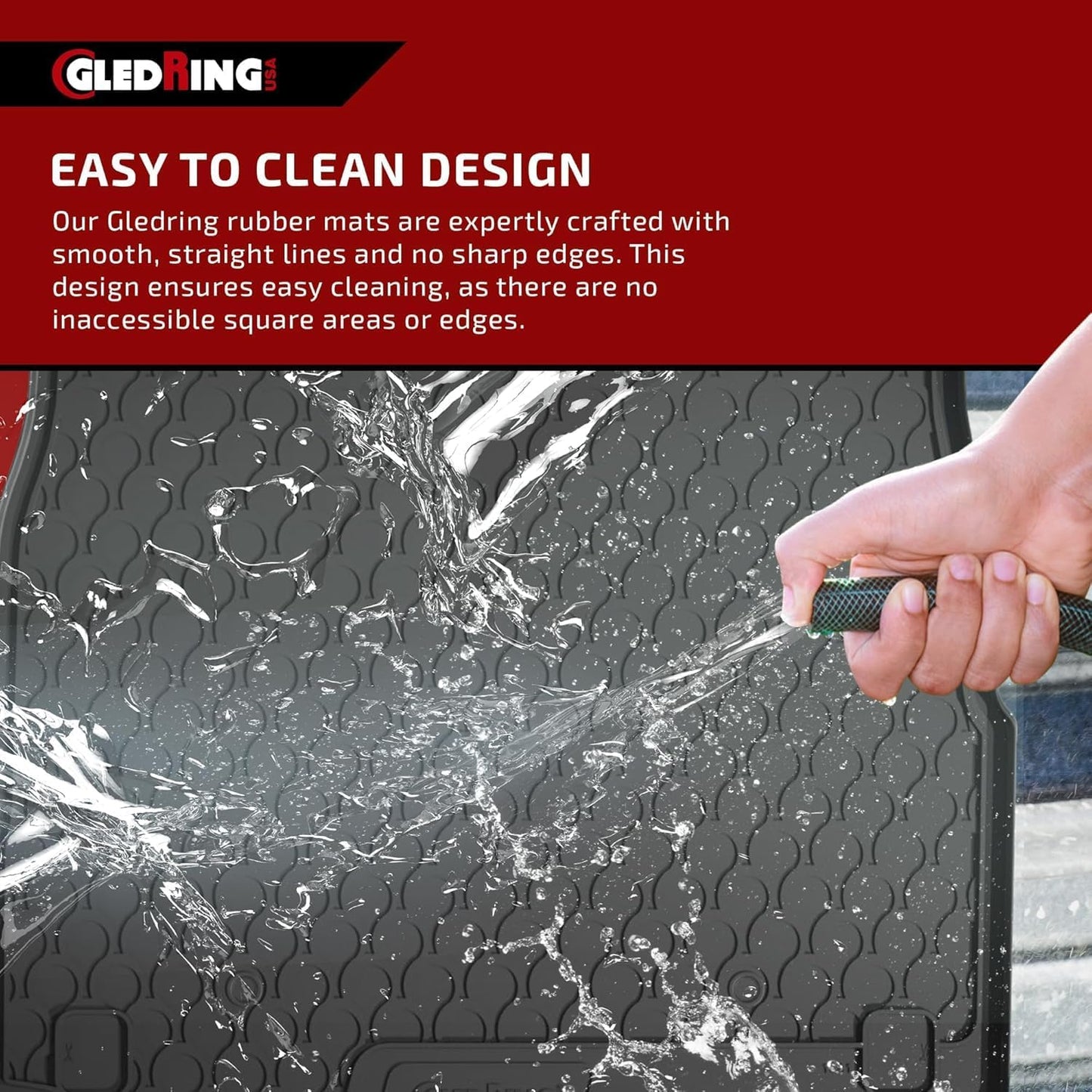 Gledring USA Custom Fit Floor Mats Intended for Mercedes-Benz GLS (X167) 2020-2025, 4 Pieces + Mounting Clips