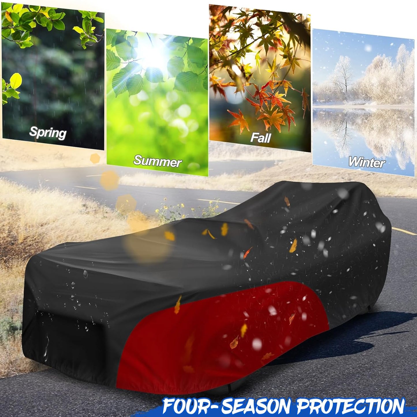 Full Cover for Polaris Slingshot,Waterproof Windproof Sunproof Outdoor Protection Compatible with Slingshot/S/SL/SLR/SLR LE,with Fabric Straps,Black&Red