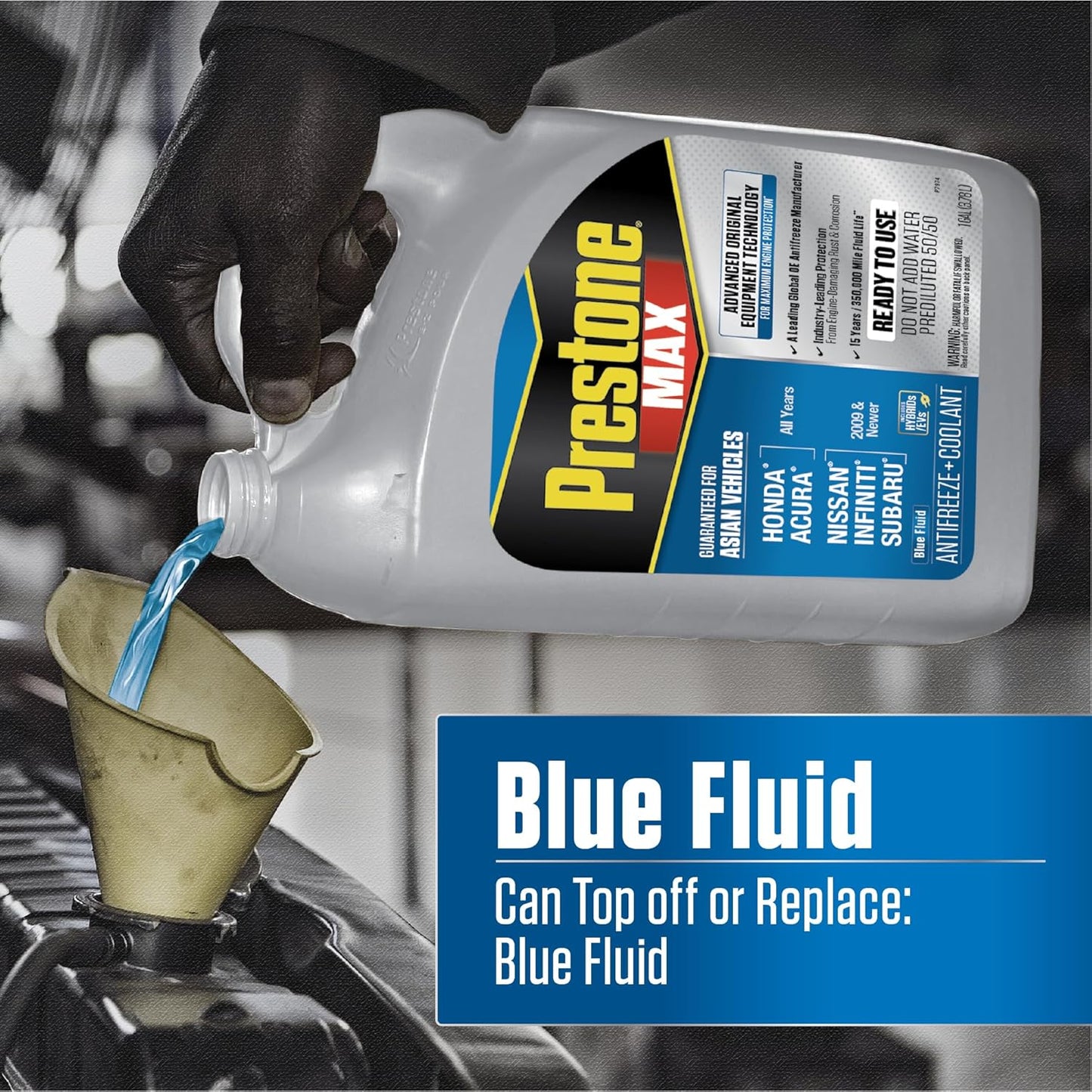 Prestone AF6310 MAX Asian Vehicles Blue Antifreeze and Coolant, 1 Gallon, Pack of 6
